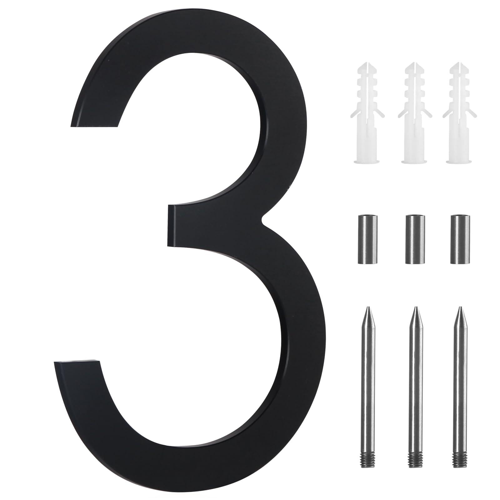 10 Inch Modern Floating House Numbers - Matte Black Aluminum Address Plaques for Outdoor Use - Vertical & Horizontal Mounting - Perfect for Front Door, Mailbox, and Fence Visibility