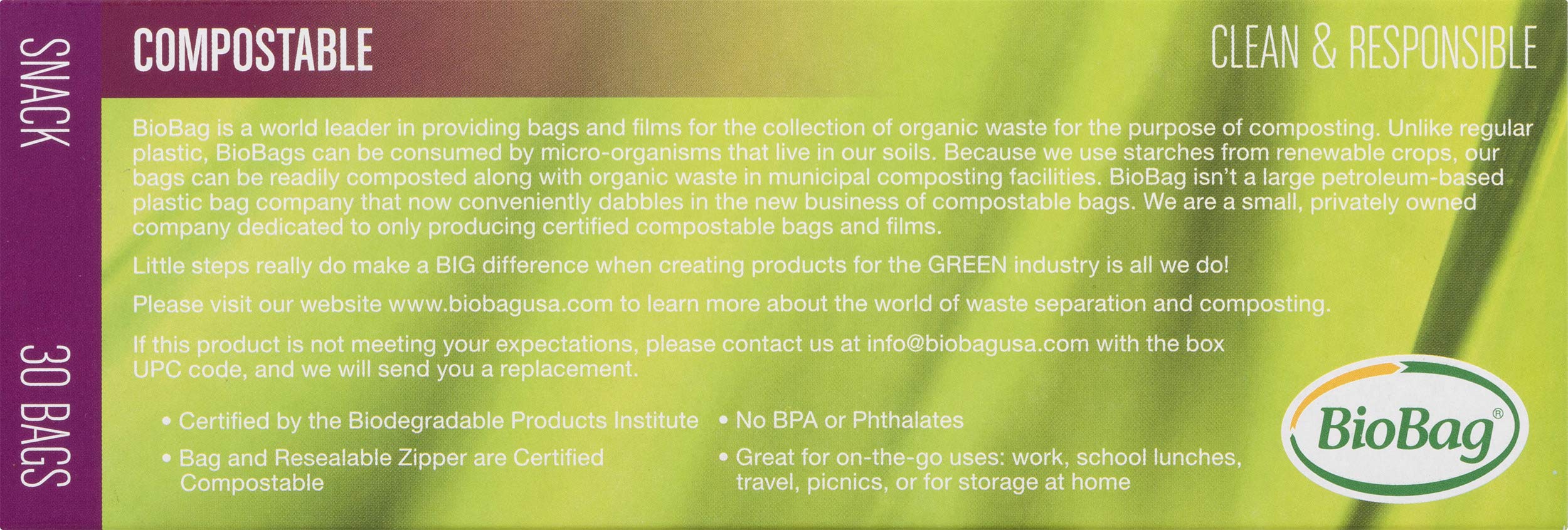BioBag 100% Certified Compostable Resealable Snack Bags - 360 Count Eco-Friendly Food Storage for Lunches, Snacks & Travel | Perfect for School, Work & Outdoor Activities