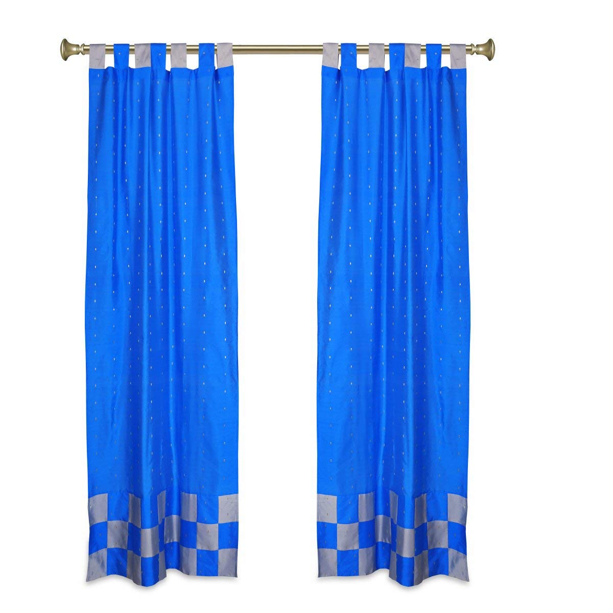 2 Eclectic Coral Indian Sari Tab Top Cafe Curtains 36x36 Inch - Boho Kitchen Window Drapes for Farmhouse, Cottage & Coastal Decor