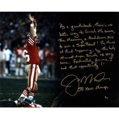 Joe Montana Autographed Super Bowl XXIII Game-Winning Drive 16x20 Photo - Limited Edition Steiner Collectible - Perfect for Football Fans, Sports Memorabilia Collectors, and Man Cave Decor