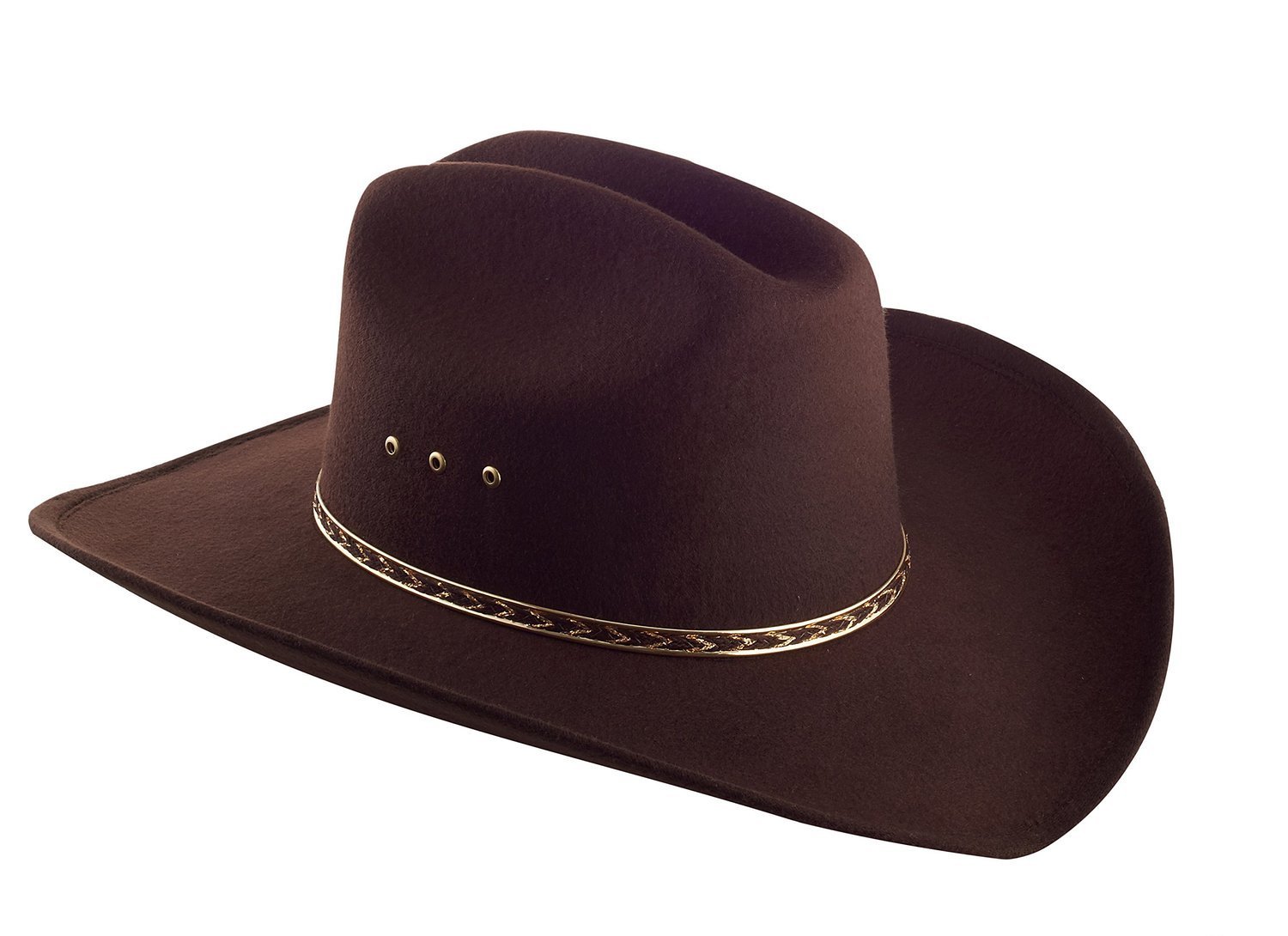 **Brown Faux Felt Wide Brim Western Cowboy Hat for Kids - One Size Fits All - Perfect for Halloween, Rodeo, and Western-Themed Parties**