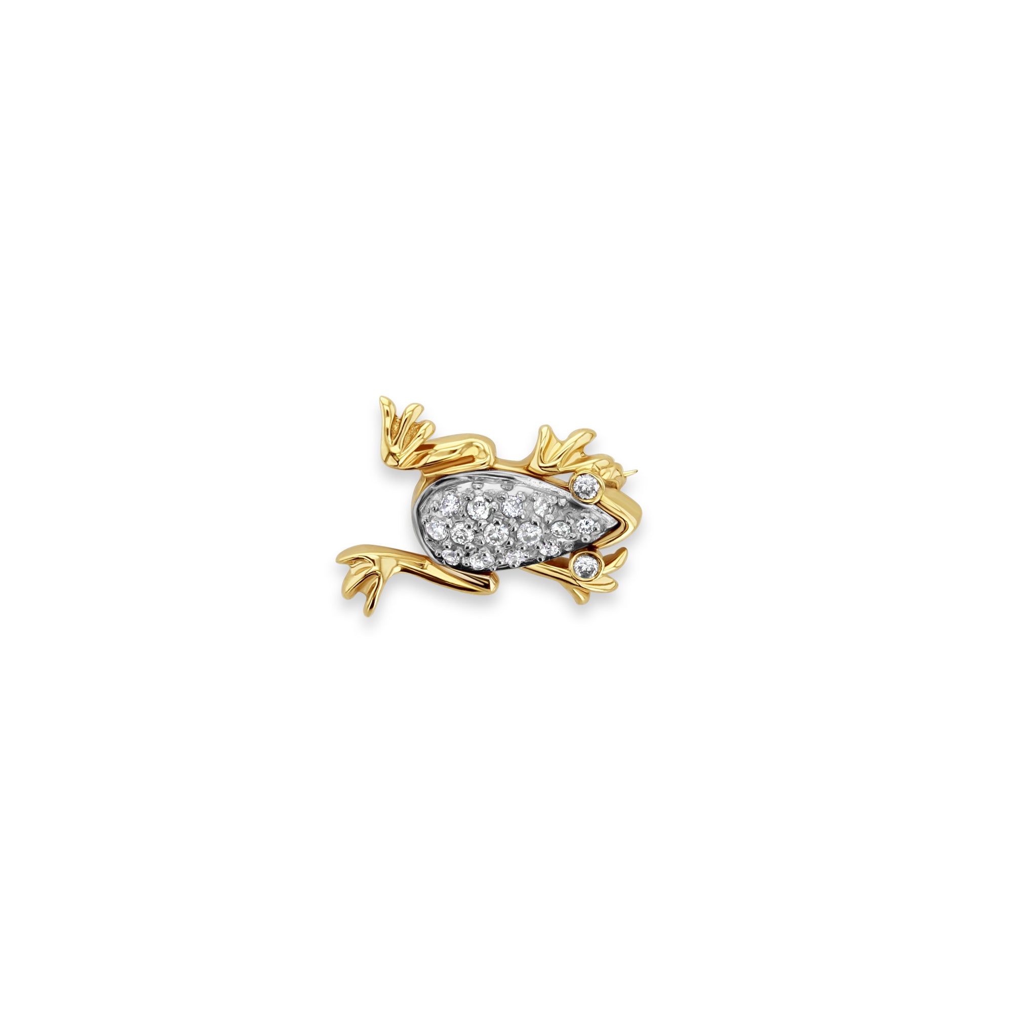 14K Yellow Gold Diamond Pave Frog Brooch - 0.54cttw Elegant Jewelry for Women, Perfect Gift for Birthday, Anniversary & Special Occasions