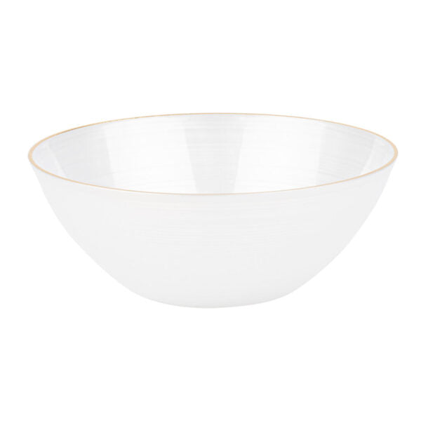 12 oz. Pearl and Gold Round Soup Bowls - Set of 10 - Elegant Crystal Design for Dining, Entertaining & Gifts - Perfect for Soup, Salad, Dessert & Home Decor