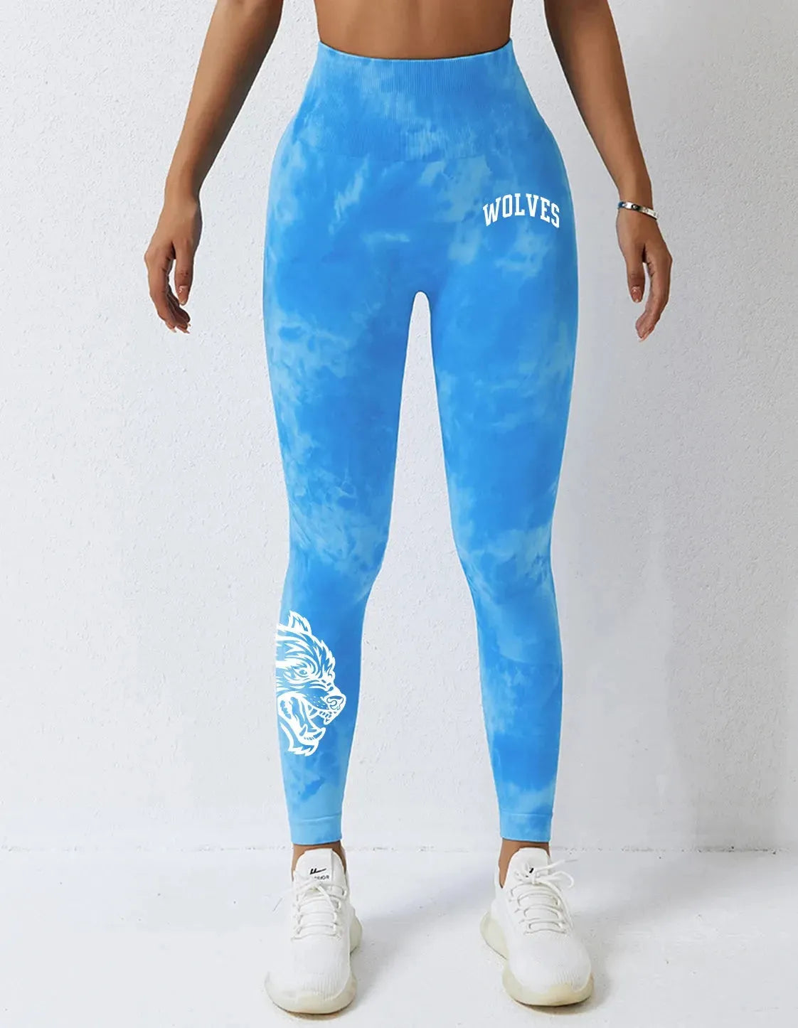 Darc Women's Seamless Gym Leggings - High Waist Elastic Workout Tights for Women, Breathable Summer Yoga Pants with Wolf Print Design - Perfect for Fitness, Running & Lounge Wear