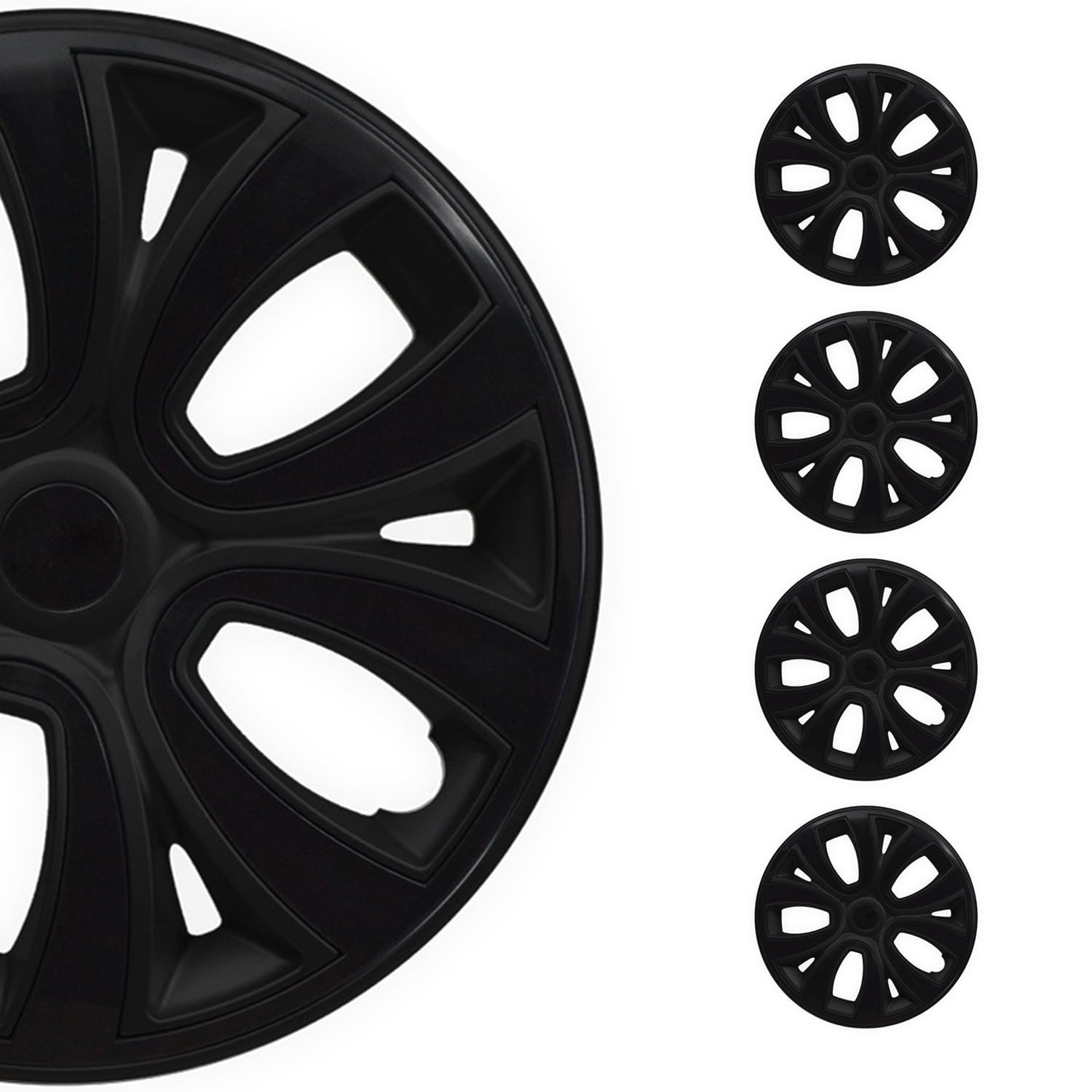 OMAC - 15 Inch Glossy Black Hub Caps Set of 4 for Hyundai Elantra | Premium Snap-On Wheel Covers | Durable Replacement Rim Accessories | Perfect for Car Upgrades & Protection