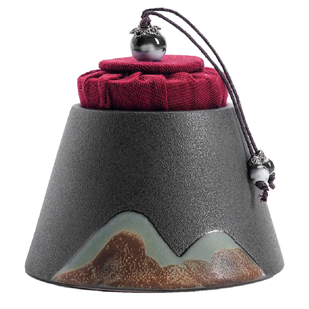 Premium Japanese Mountain Ceramic Tea Caddy - Authentic Handcrafted Green Tea Storage Container for Matcha & Loose Leaf Tea - Perfect for Home, Office & Tea Ceremonies