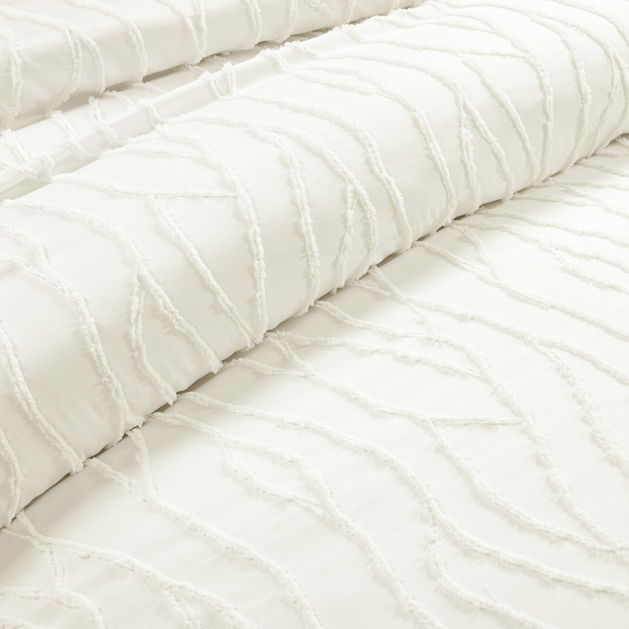 Jacquard Wave Duvet Cover 3 Piece Set - Luxury Bedding Set with Pillow Shams, Queen/King Size, Wrinkle-Resistant for Modern Bedroom Decor