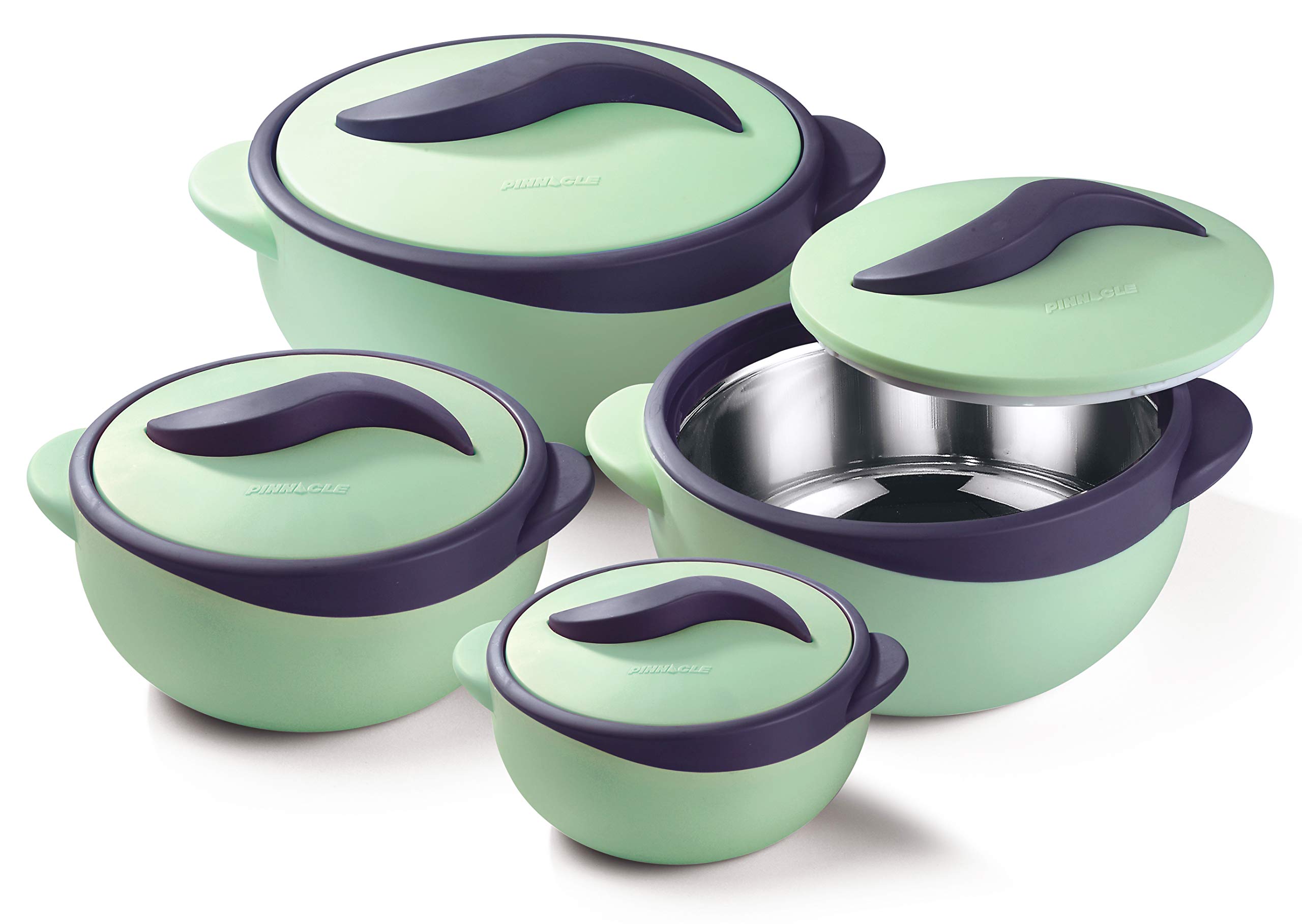 Premium 4-Piece Round Heat Insulated Food Storage Set - Hot Pot & Casserole Cookware in Pastel Green | Microwave & Oven Safe | Perfect for Meal Prep, Leftovers & Family Dinners