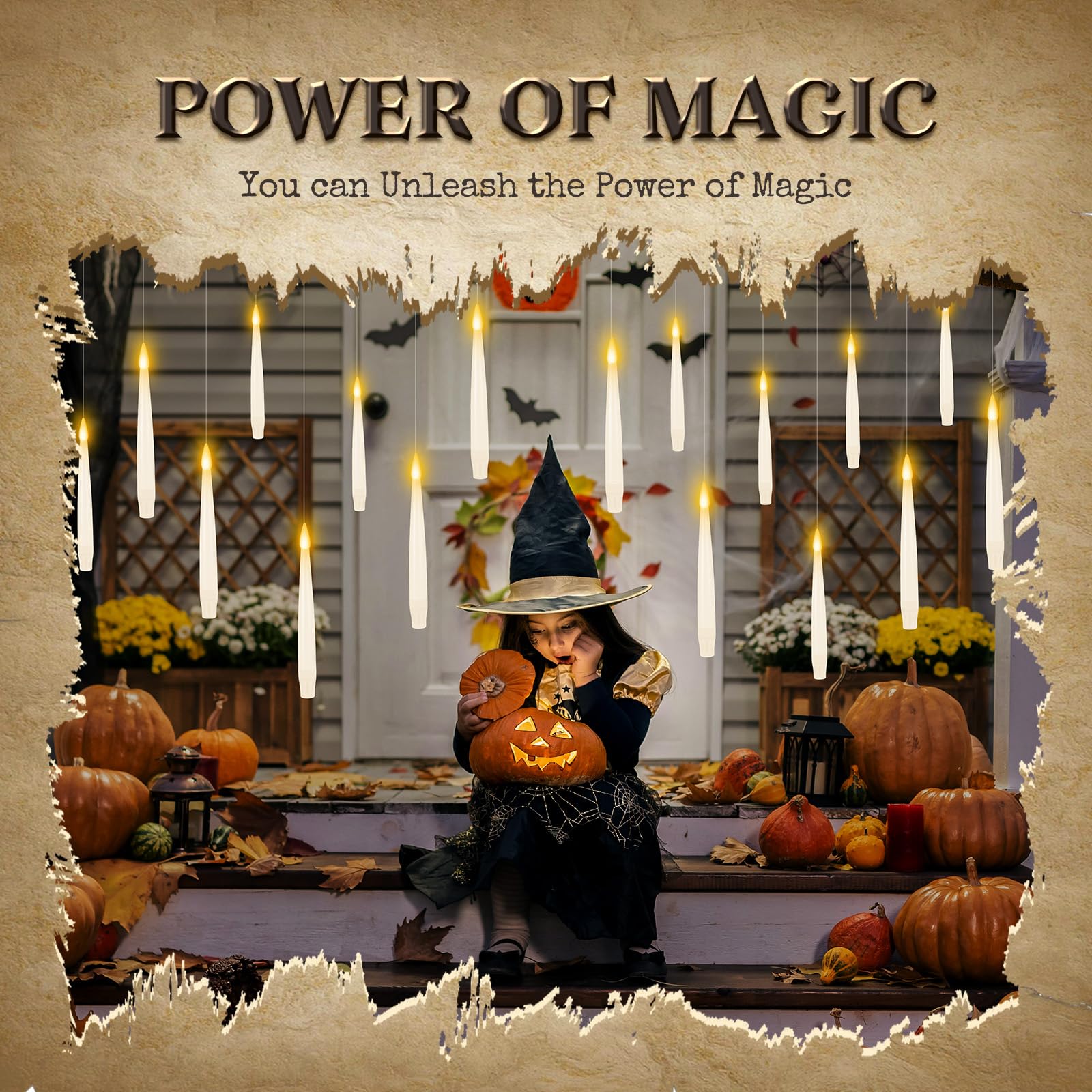 20 Pack Floating Candles with Wand - Flameless LED Candles for Halloween, Birthday & Christmas Decorations | Magic Hanging Decor for Parties, Weddings & Home Décor