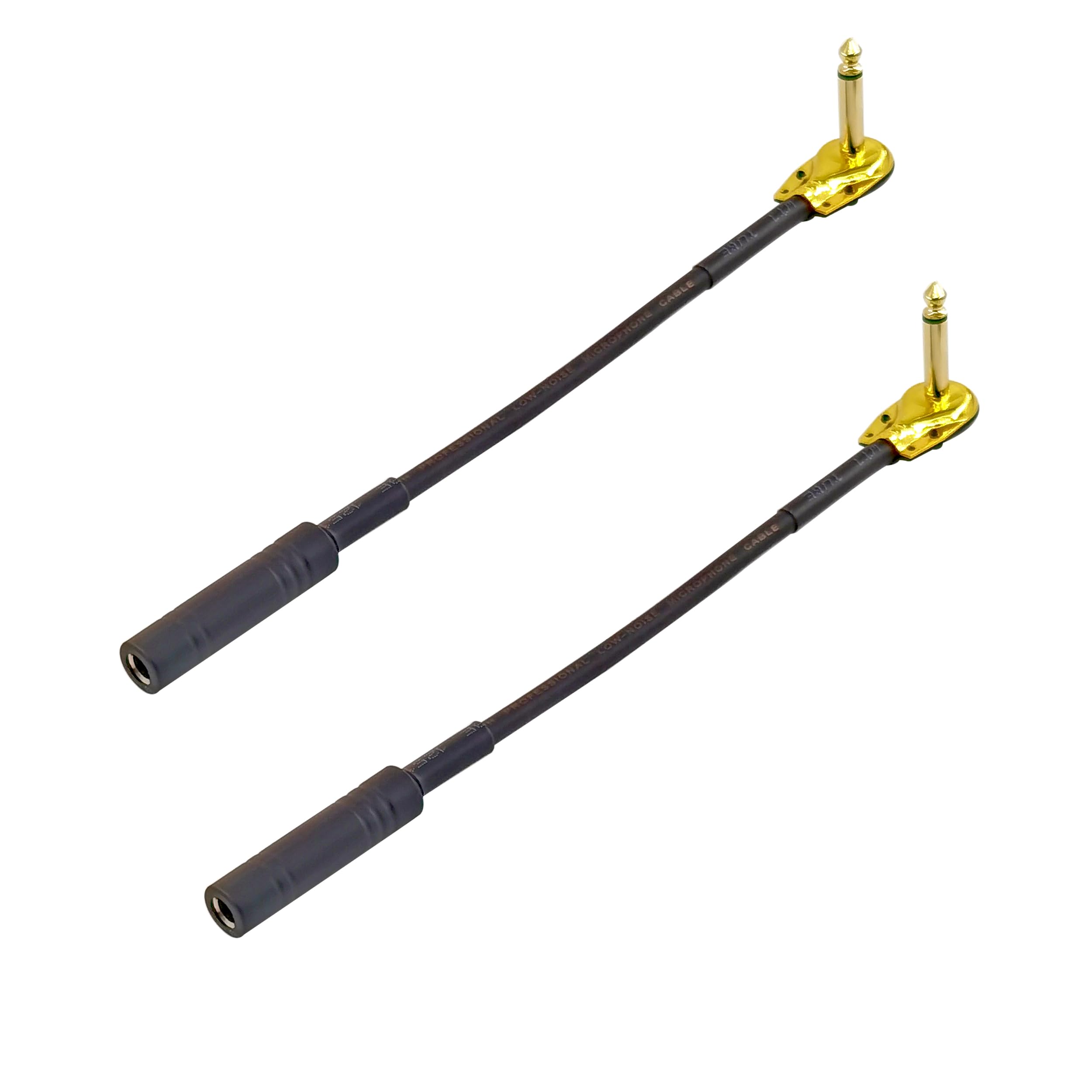 Gold Plated 6.35mm (1/4 Inch) TS Male to TS Female Right Angle Pancake Adapter - for Speaker, Guitar, Patch Cables & Audio Equipment - Perfect for Live Performances, Studio Recording & Home Audio Setups