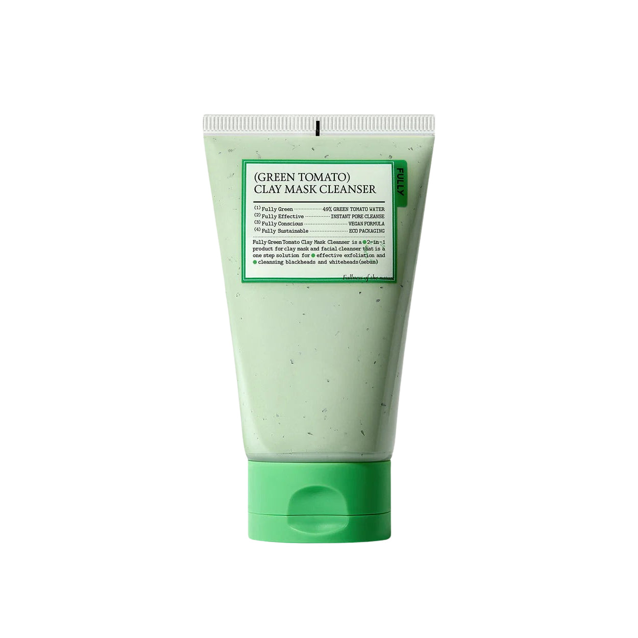 FULLY Green Tomato Clay Mask Cleanser 120ml | Pore Minimizing Exfoliating Facial Cleanser for Oily & Acne-Prone Skin - Deep Cleansing & Detoxifying for Glowing Complexion (Perfect for Daily Skincare Routine & Spa Night)