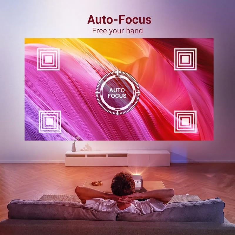 VVHUDA Portable LED DLP Outdoor Home Theater Projector - 4K 1080P Smart Screen Projector with DLP Technology | Perfect for Backyard Movie Nights, Home Cinema & Outdoor Entertainment (Includes Small Gift)