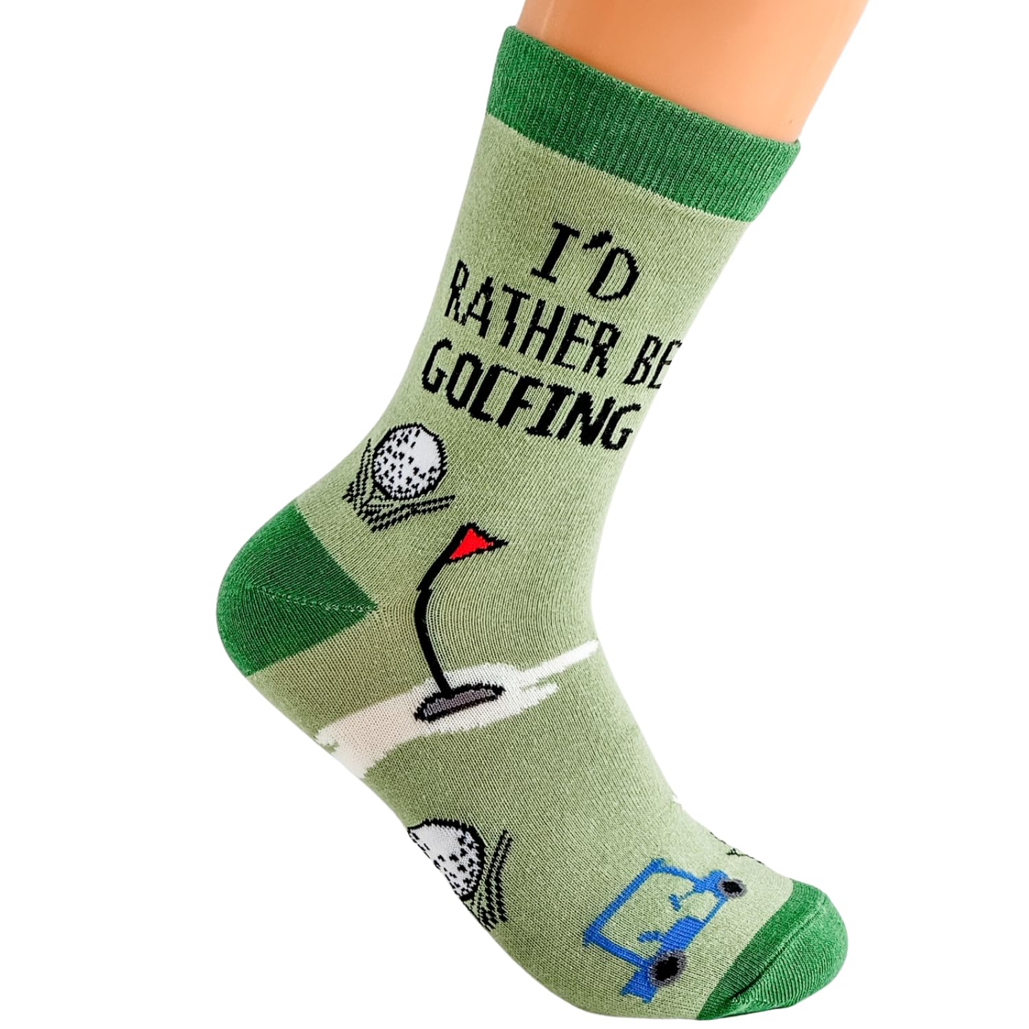 Funny Golf Socks for Men & Women - 'I'd Rather Be Golfing' Novelty Crew Socks - Unisex Graphic Socks with Sayings - Perfect Gift for Golf Lovers & Casual Wear