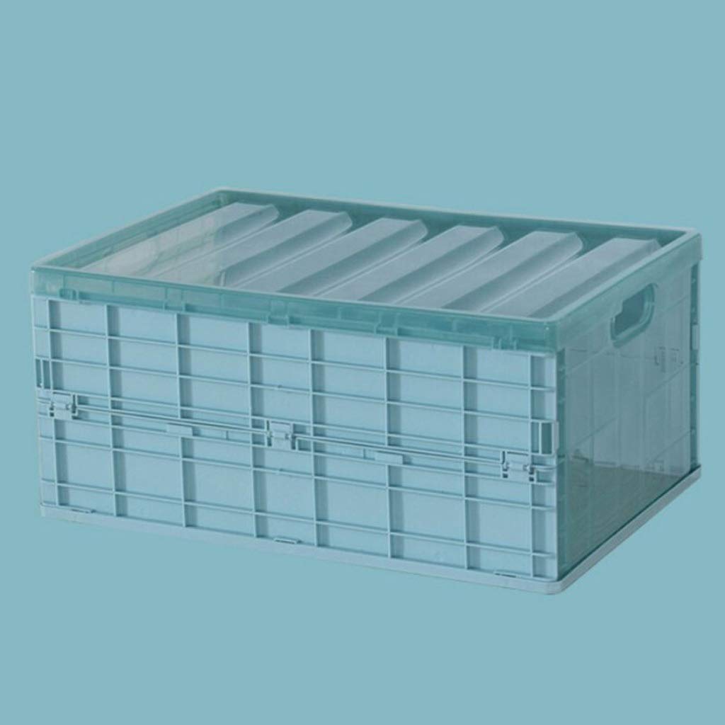 Durable Waterproof Folding Storage Box with Lid - Large Collapsible Organizer for Blankets, Clothes, Books | Under Bed, Car, Closet & Travel Storage | Blue