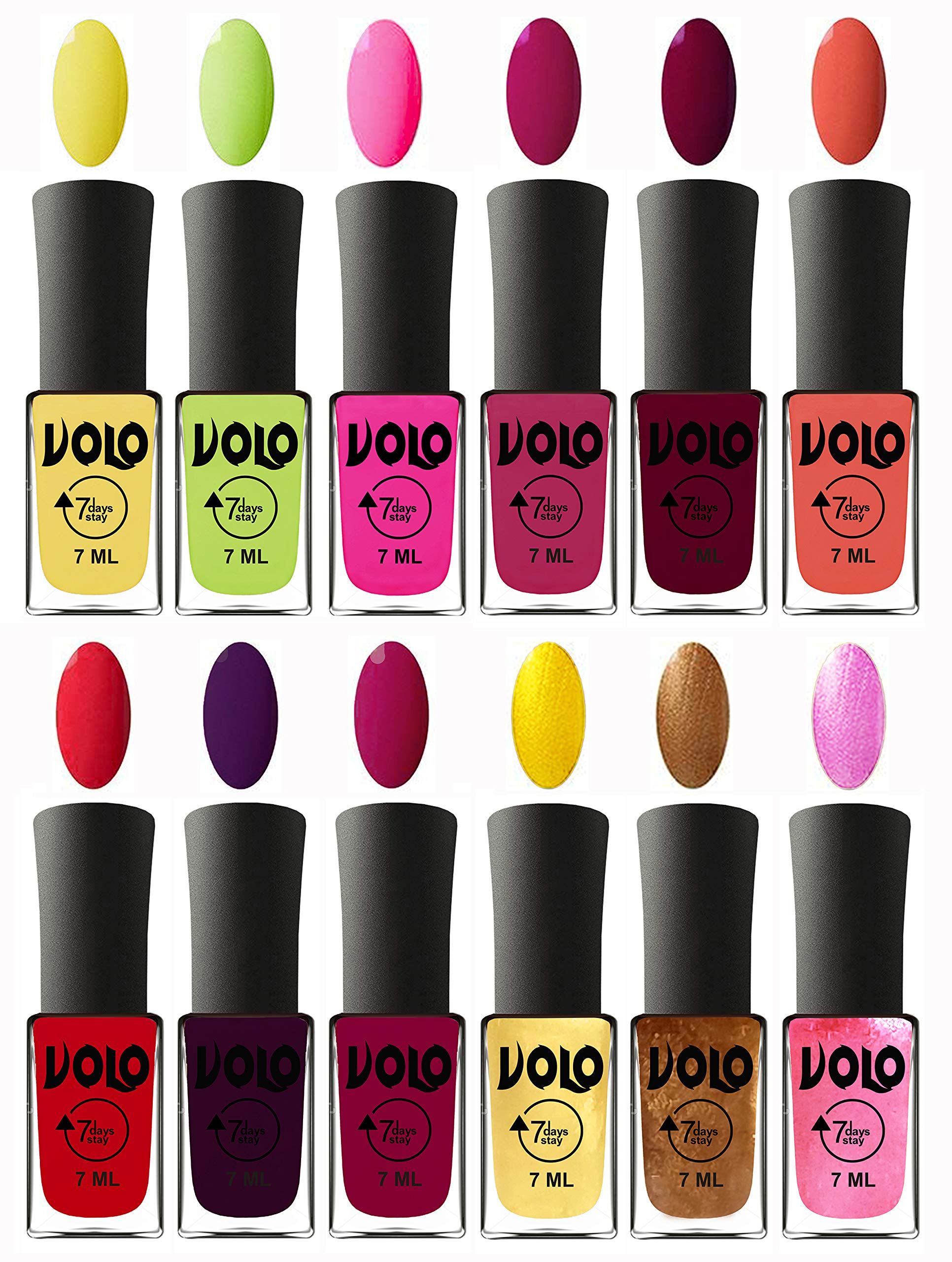 Volo 12 Colors Long Lasting Nail Polish Set for Women & Girls - Non-Toxic, Chip-Resistant, Quick Dry - Perfect for Parties, Weddings, Holidays & Everyday Wear