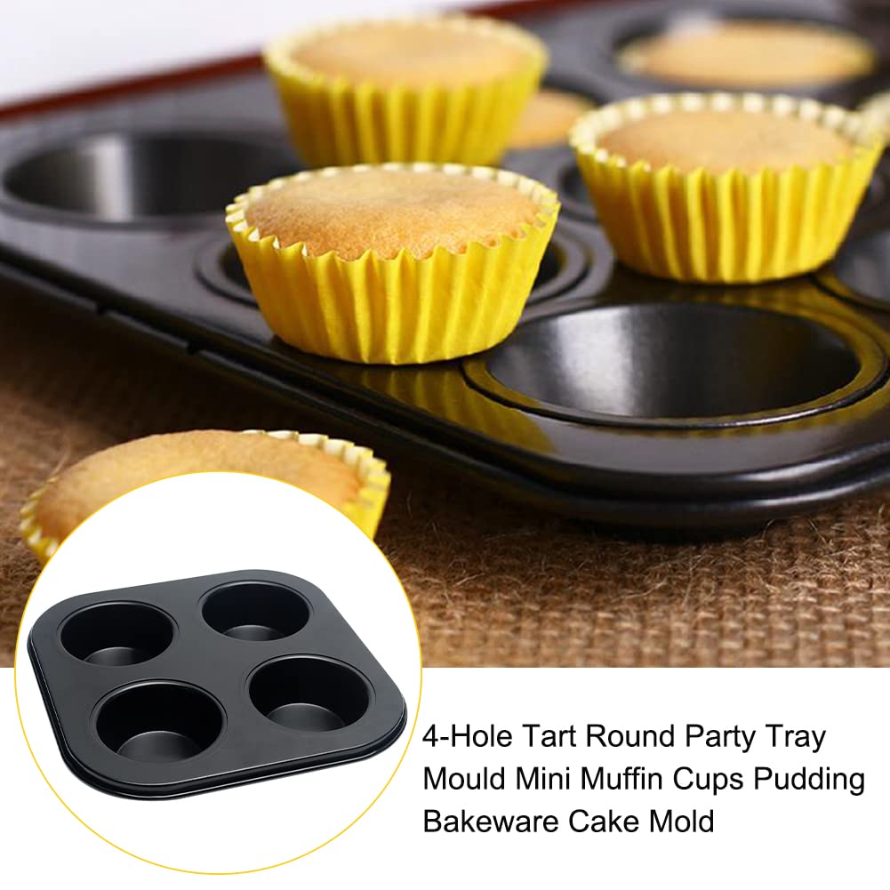 4 Cup Large Non-Stick Muffin & Cupcake Baking Pans - 2 Pack Carbon Steel Round Muffin Tins - Oven & Dishwasher Safe - Perfect for Baking Cupcakes, Muffins, Brownies & More