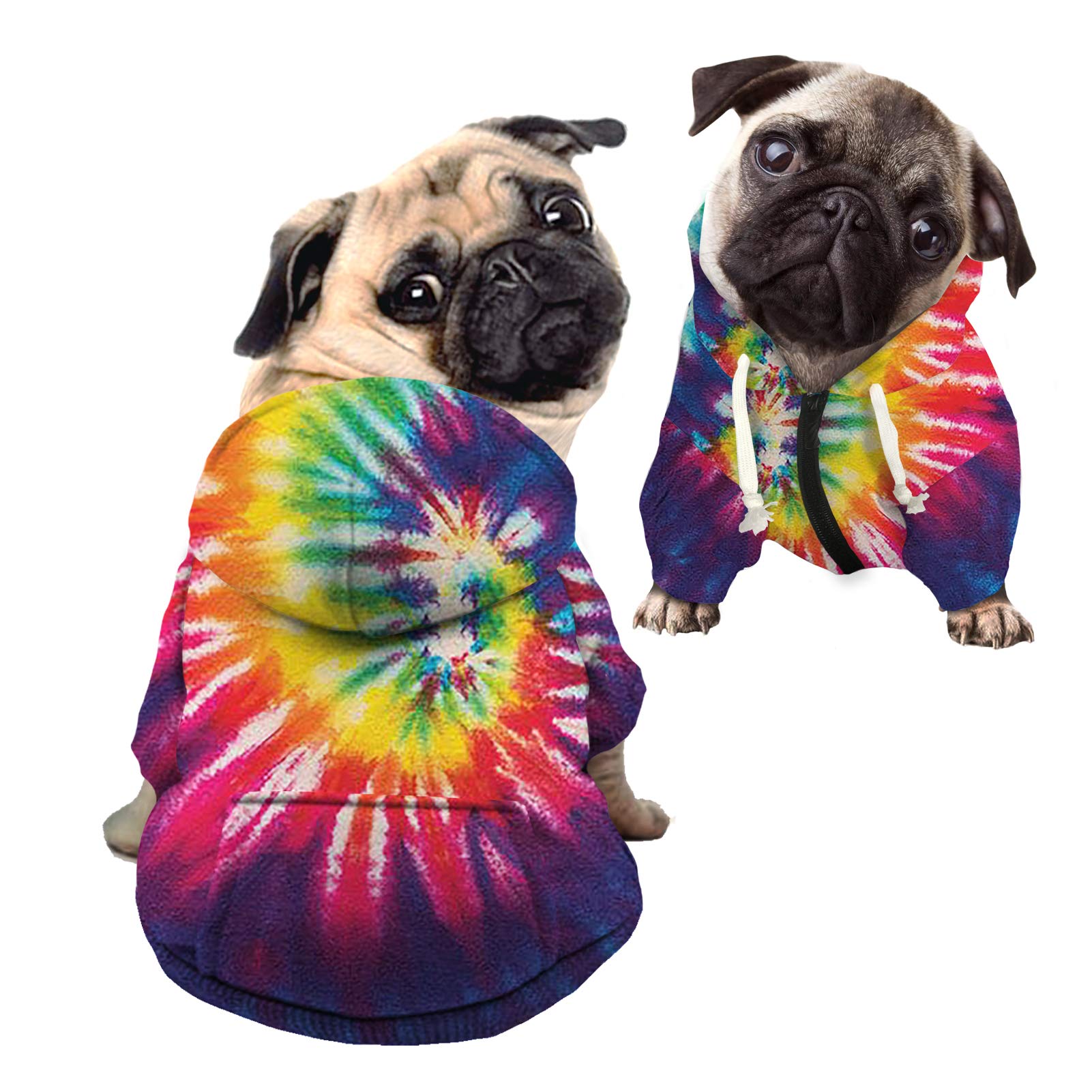 Howilath Tie-Dye Rainbow Spiral Dog Hoodie - Soft & Warm Pet Sweater with Hat for Small, Medium, Large Dogs & Cats | Perfect for Winter Walks & Outdoor Adventures