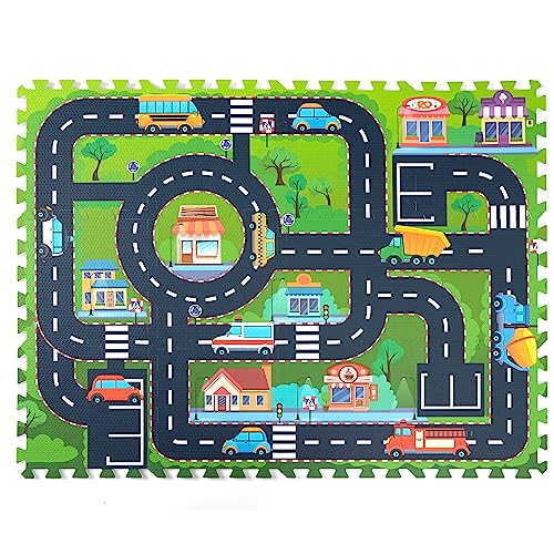 12pieces-city Road Track Puzzle Mat