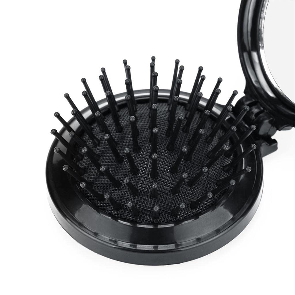 VMS INDIA Travel Round Folding Hair Comb - Mini Scalp Massage Wide Tooth Detangling Comb for Women & Men - Perfect for Travel, Gym, and On-the-Go Hair Care