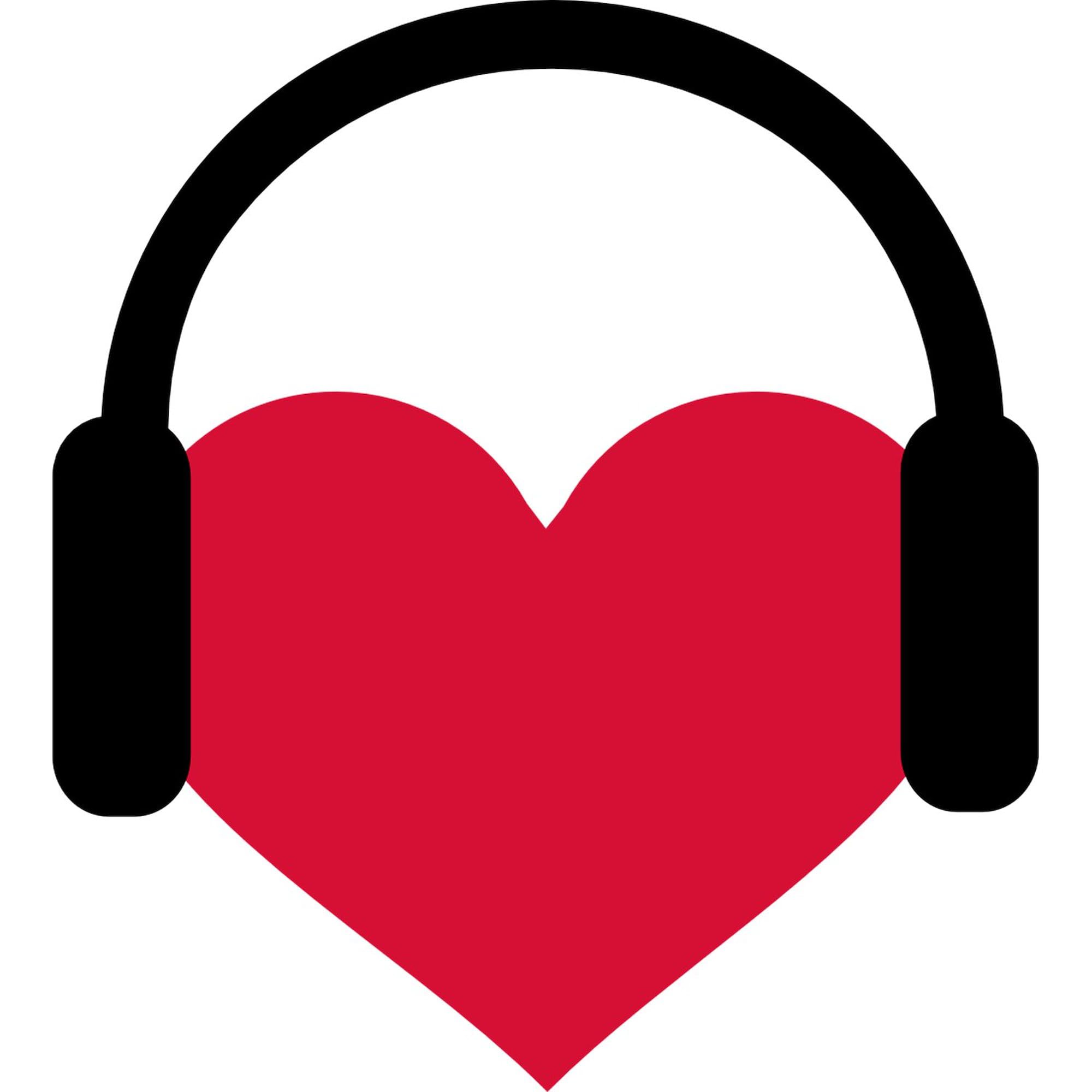 Red Heart Headphones Oval Car Bumper Sticker - Vinyl Decal for Cars, Laptops & Windows | Perfect for Music Lovers & Audiophiles
