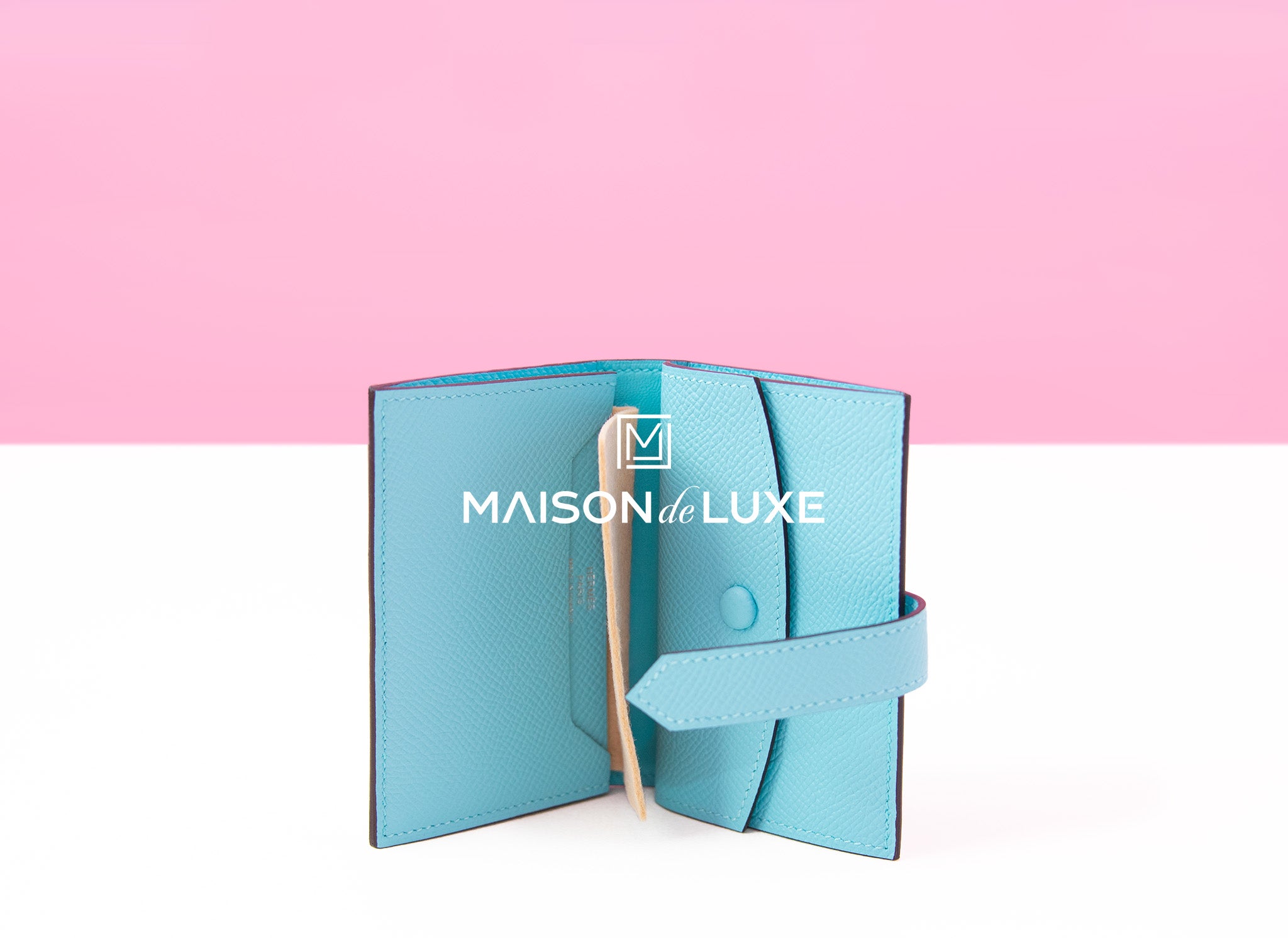 Hermes Blue Atoll Mini Bearn Wallet - Premium Leather Card Holder for Women - Perfect for Everyday Use, Travel & Gifting