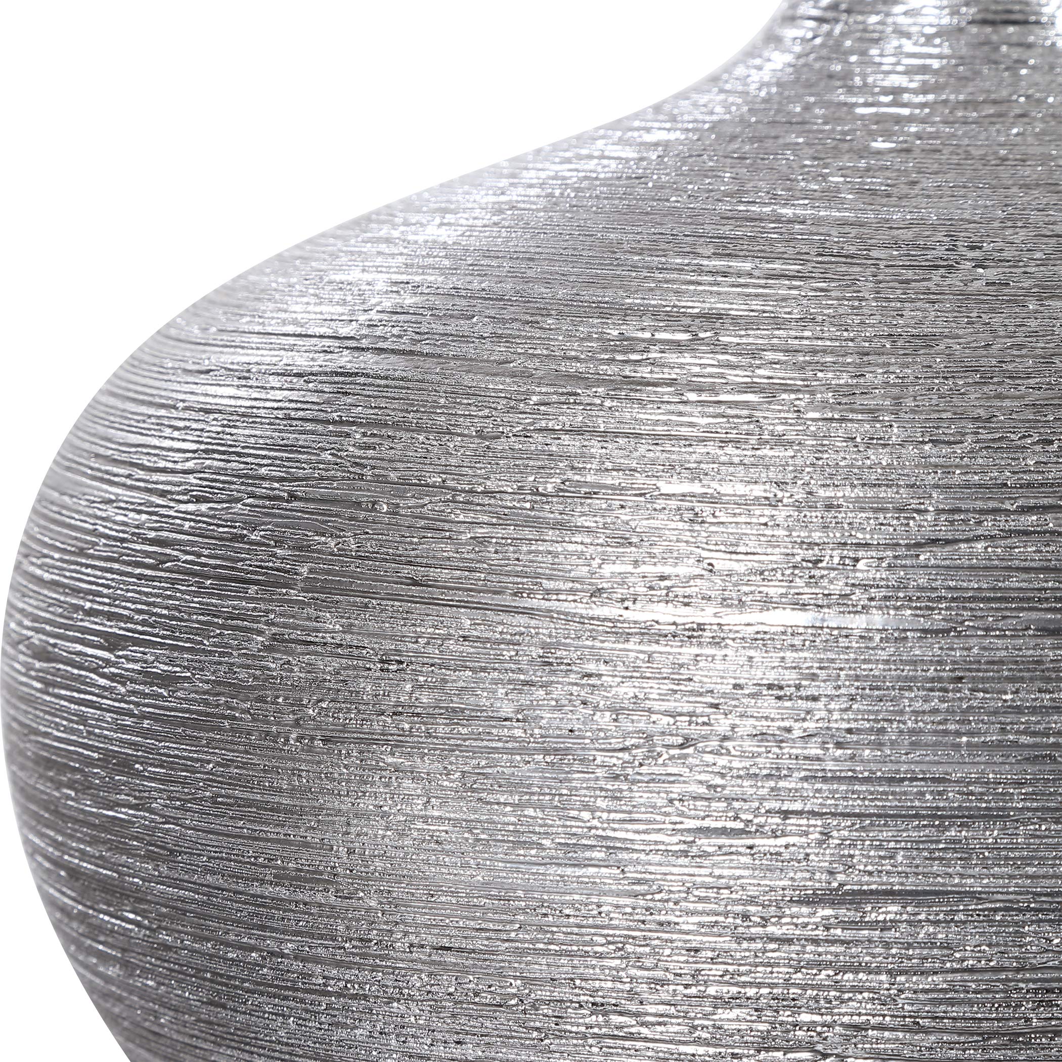 Gatsby Silver Ribbed Glass Bottles, Set of 2 - Perfect for Home Decor, Wedding Centerpieces & DIY Craft Projects