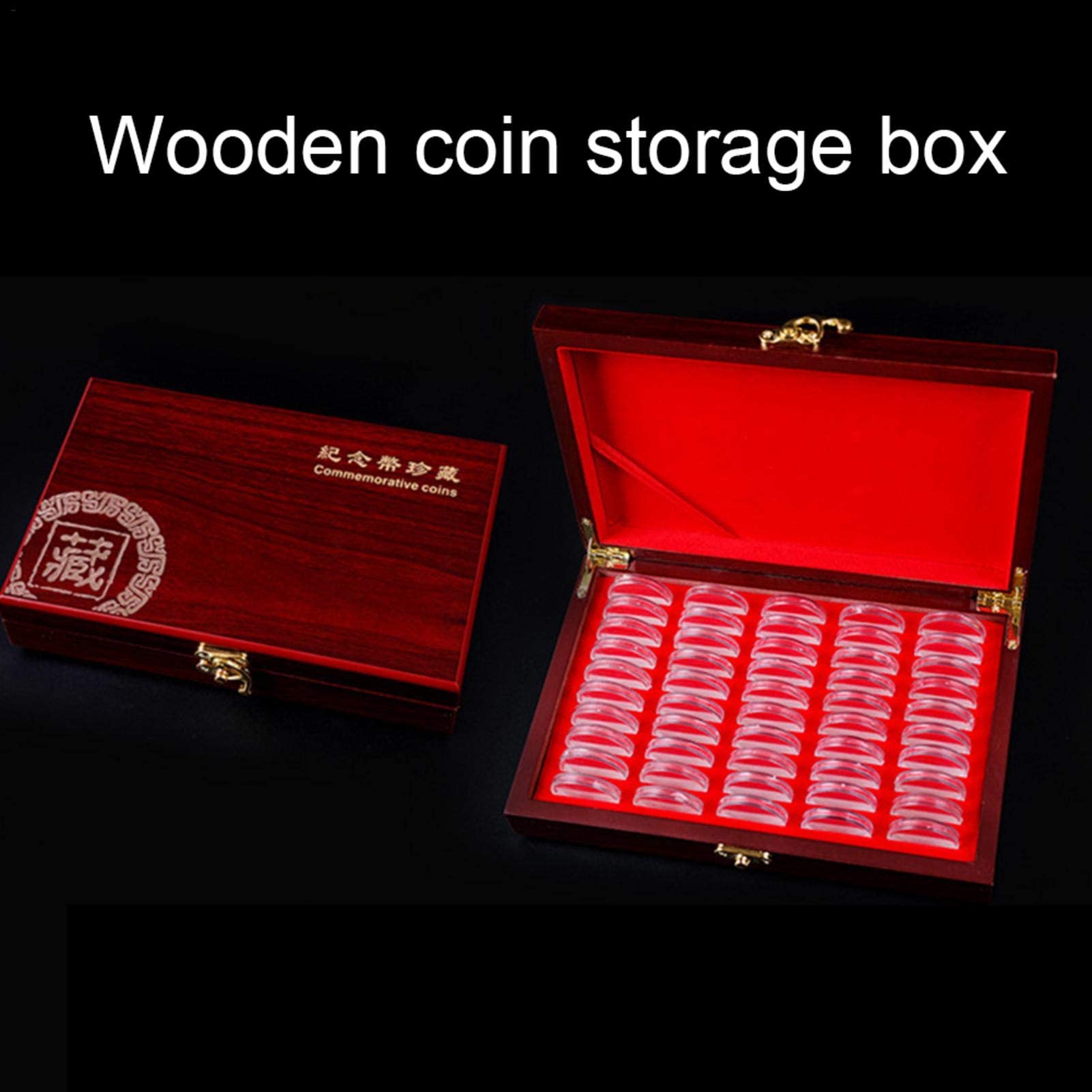 Wooden Coin Storage Box - Secure Wallet Bag for Commemorative Coins & Collectibles