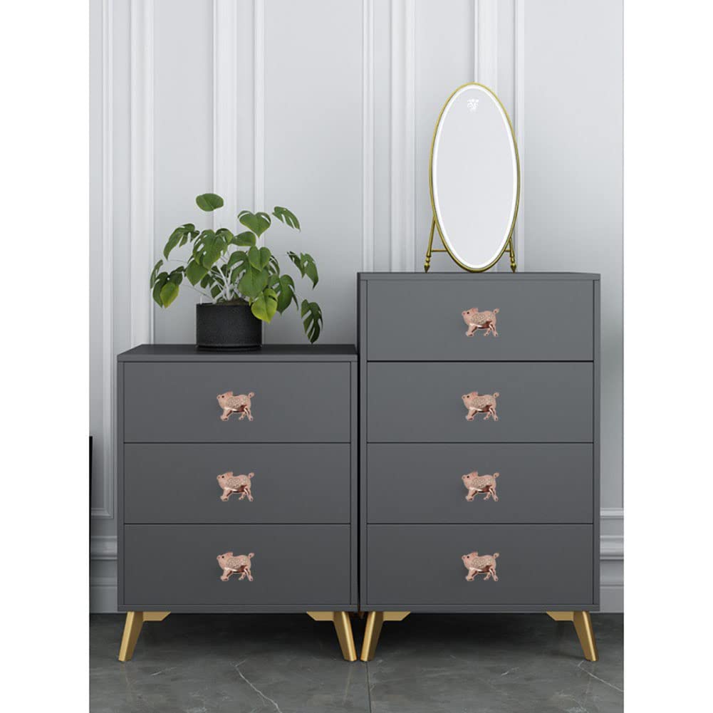3-Pack Cute Pig Knob Cabinet Handles - Rose Gold Animal Shaped Drawer Pulls for Wardrobes, Closets, Dressers, Kids Room & Kitchen Furniture Decor (Perfect for Nursery, Bedroom & Playroom Organization)