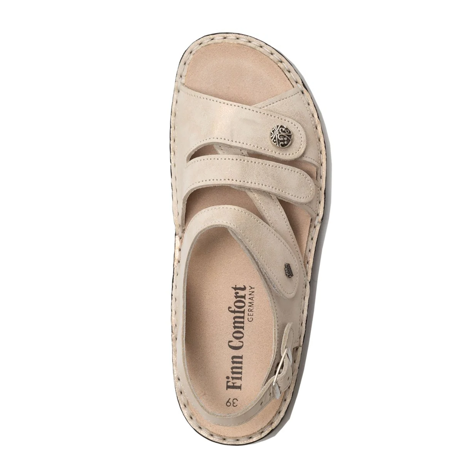 Finn Comfort Gomera S Backstrap Sandal for Women - Premium Champagne Nuvola Leather Comfort Sandals | Perfect for Travel, Beach & Summer Walking