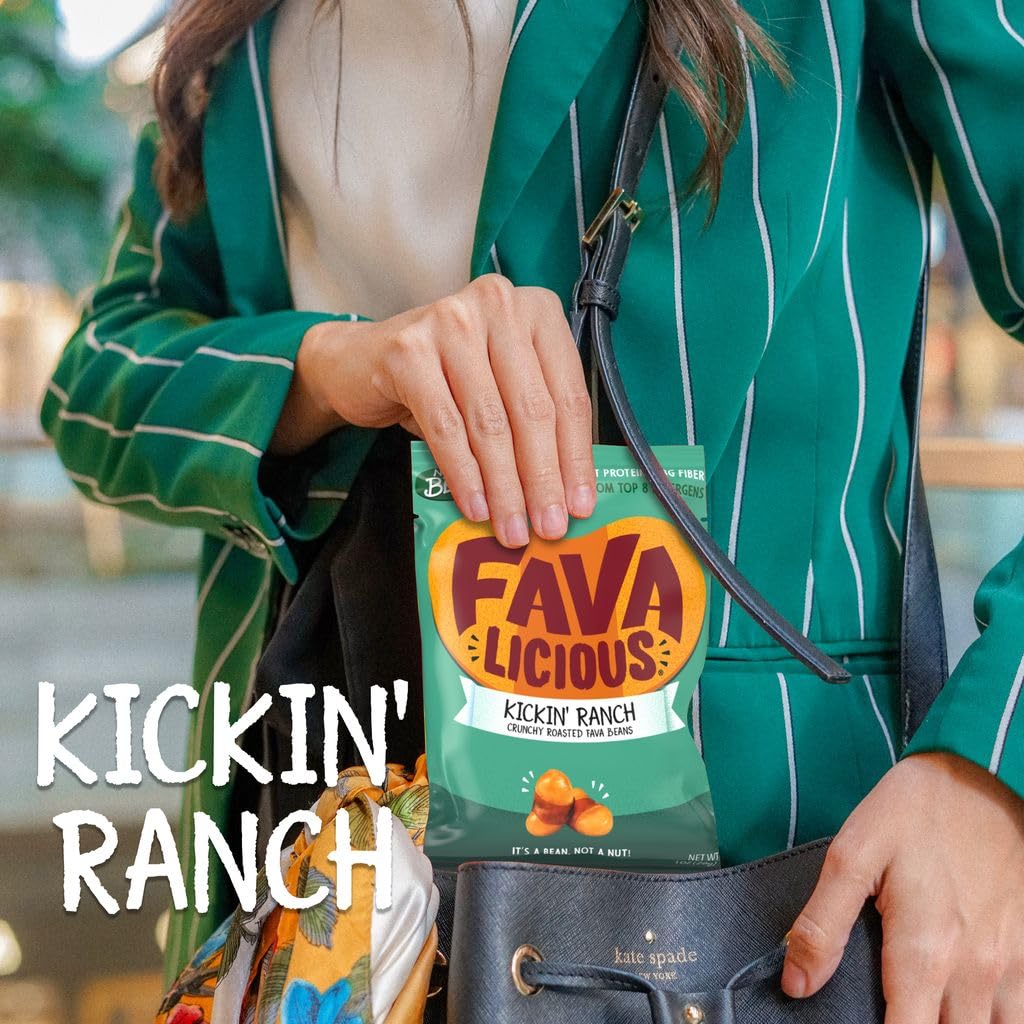 Nuttee Bean Co. - Keto Friendly High Protein Fava Beans Snacks | Crunchy Roasted Favalicious Kickin Ranch Flavor | Healthy On-The-Go Snack for Work, Travel & Fitness | Low Carb Vegan Gluten Free