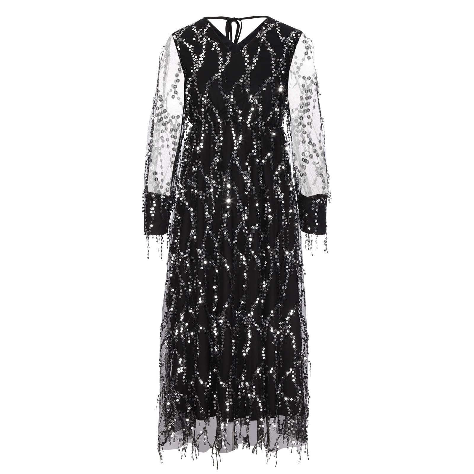 Elegant 2025 Wedding Guest Dress for Women - Lantern Mesh Puff Sleeve Beaded Illusion Gown with Sequin Details | Perfect for Bridesmaids, Formal Events & Evening Galas