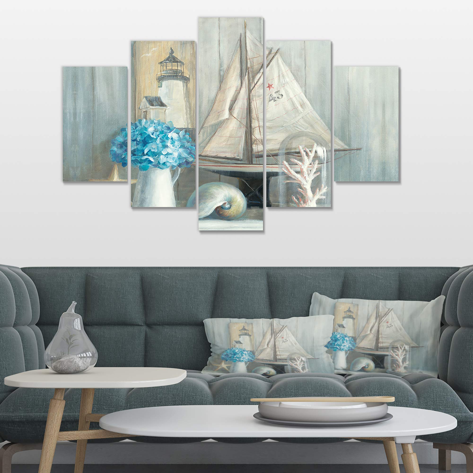 Designart 'Summer Nautical House' Coastal Canvas Wall Art Print - Perfect for Beach House Decor, Living Room & Bedroom Wall Decor