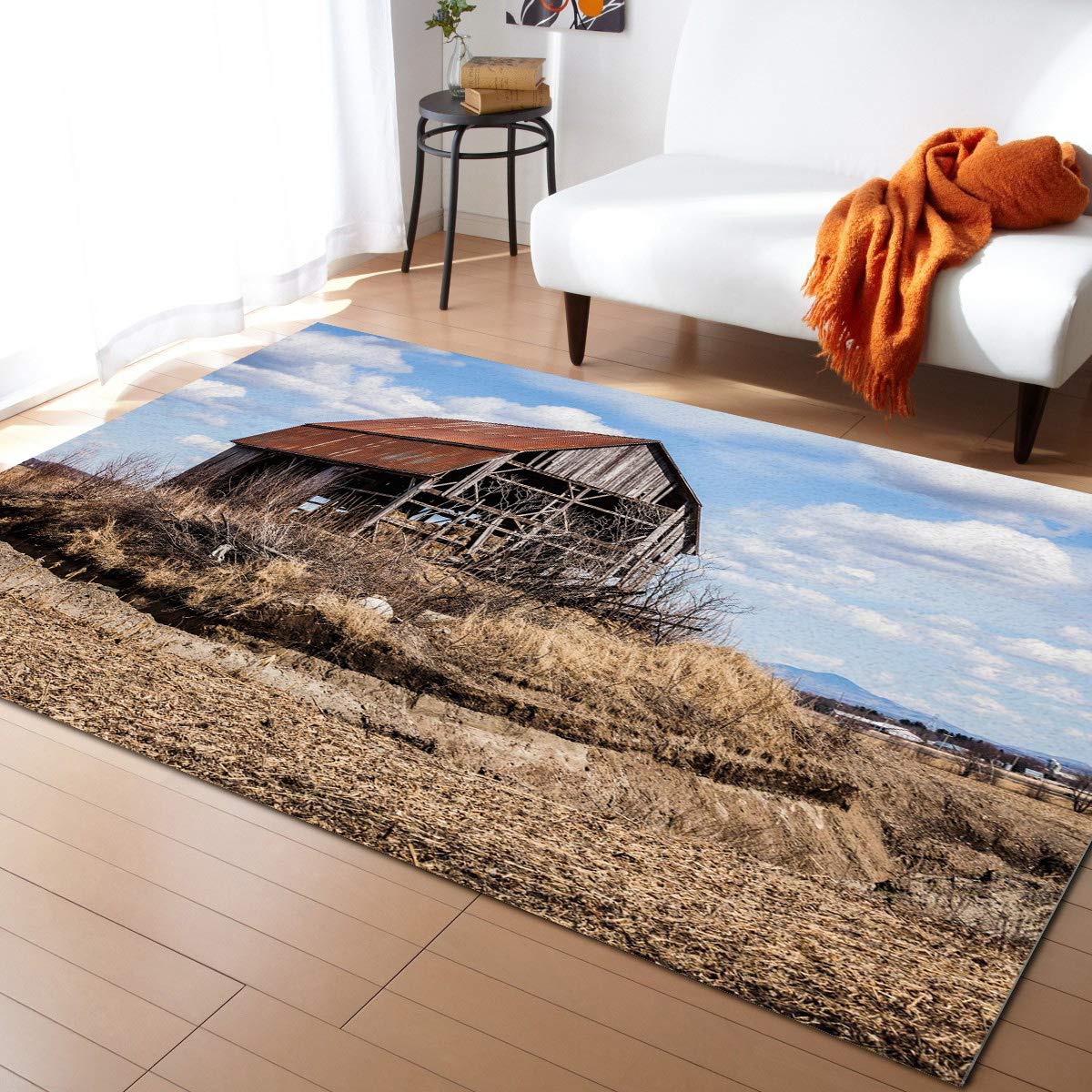 Vintage American Western Farmhouse Indoor Area Rug - Ultra Soft Rectangle Floor Mat for Bedroom & Living Room - 3'x5' - Perfect for Rustic Home Decor & Cozy Spaces