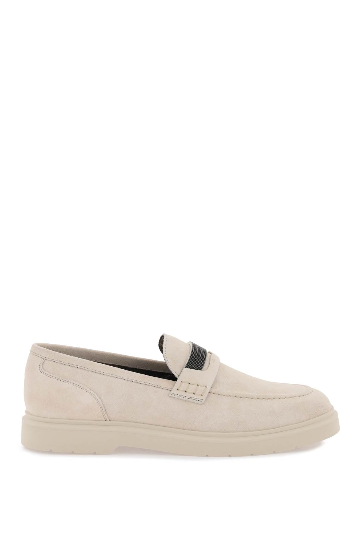 Brunello Cucinelli Suede Penny Loafers for Men - Luxury Italian Leather Slip-On Shoes for Business Casual & Office Wear