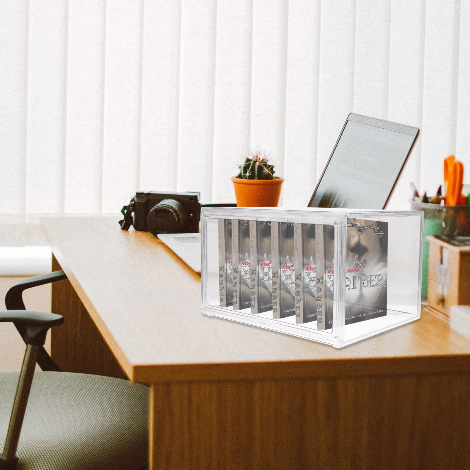 Clear Acrylic Book Display Case - Stackable Storage Box for Classroom, Home & Office - Small Organizer for Books, Documents & Supplies - Perfect for Teachers, Students & Professionals