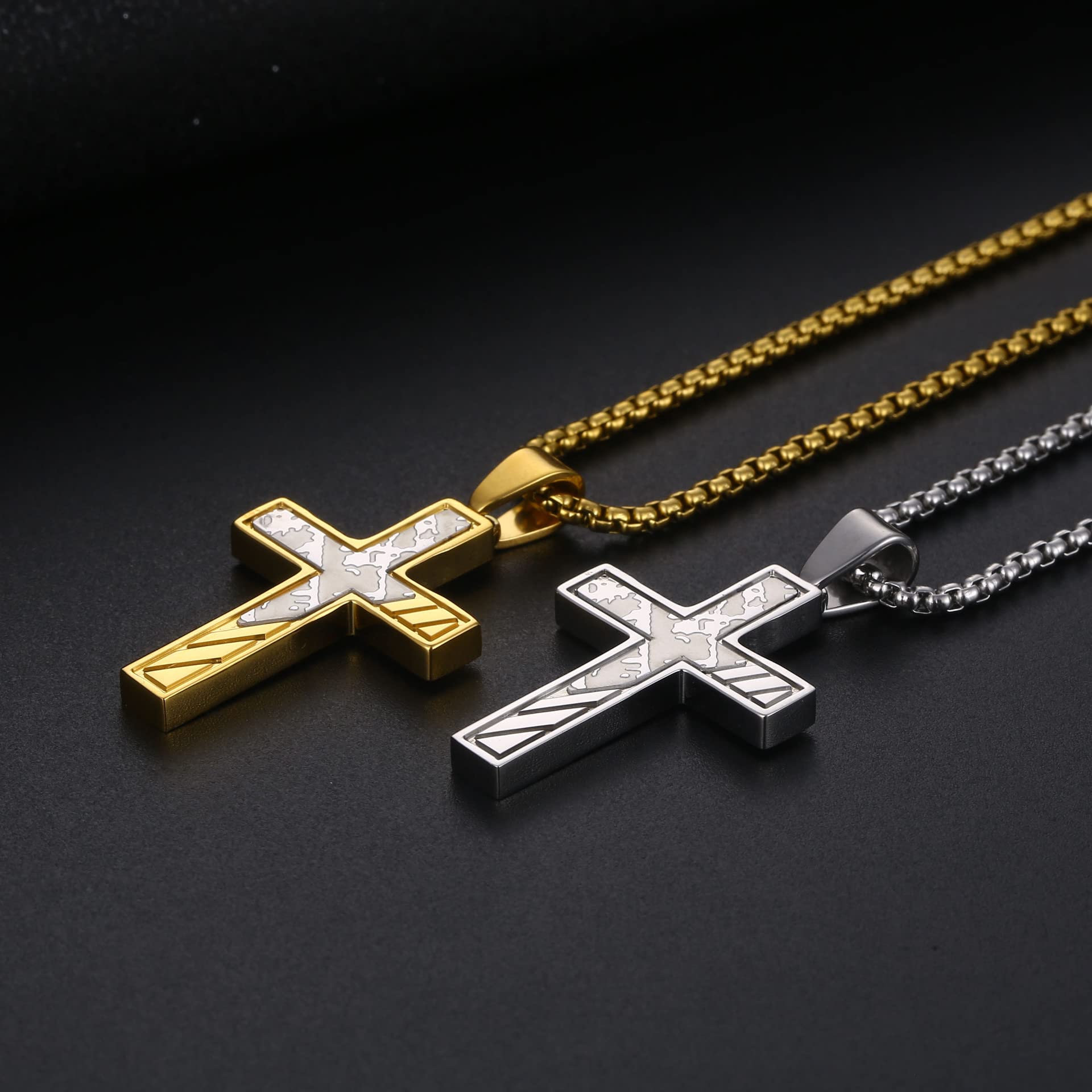 STARCHENIE Cross Necklace - 316L Stainless Steel Religious Cross Pendant with Pearl Chain for Men & Women | Retro Personality Jewelry in Silver/Gold | Perfect for Church, Daily Wear & Gift Giving