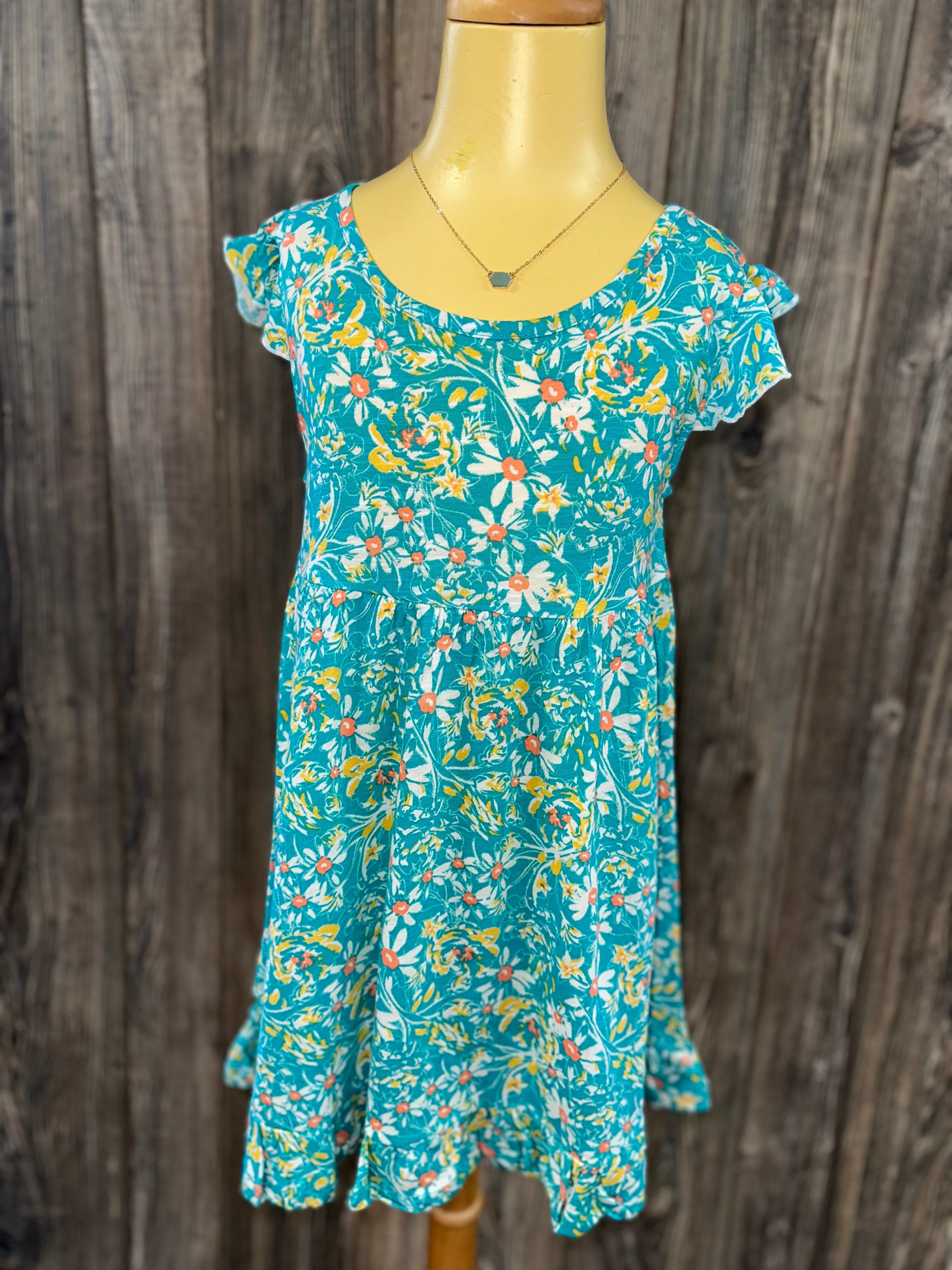 Toddler Teal & Floral Summer Dress - Cute Girls' Cotton Sundress for Beach, Party & Outdoor Play | Breathable & Comfortable Kids' Outfit