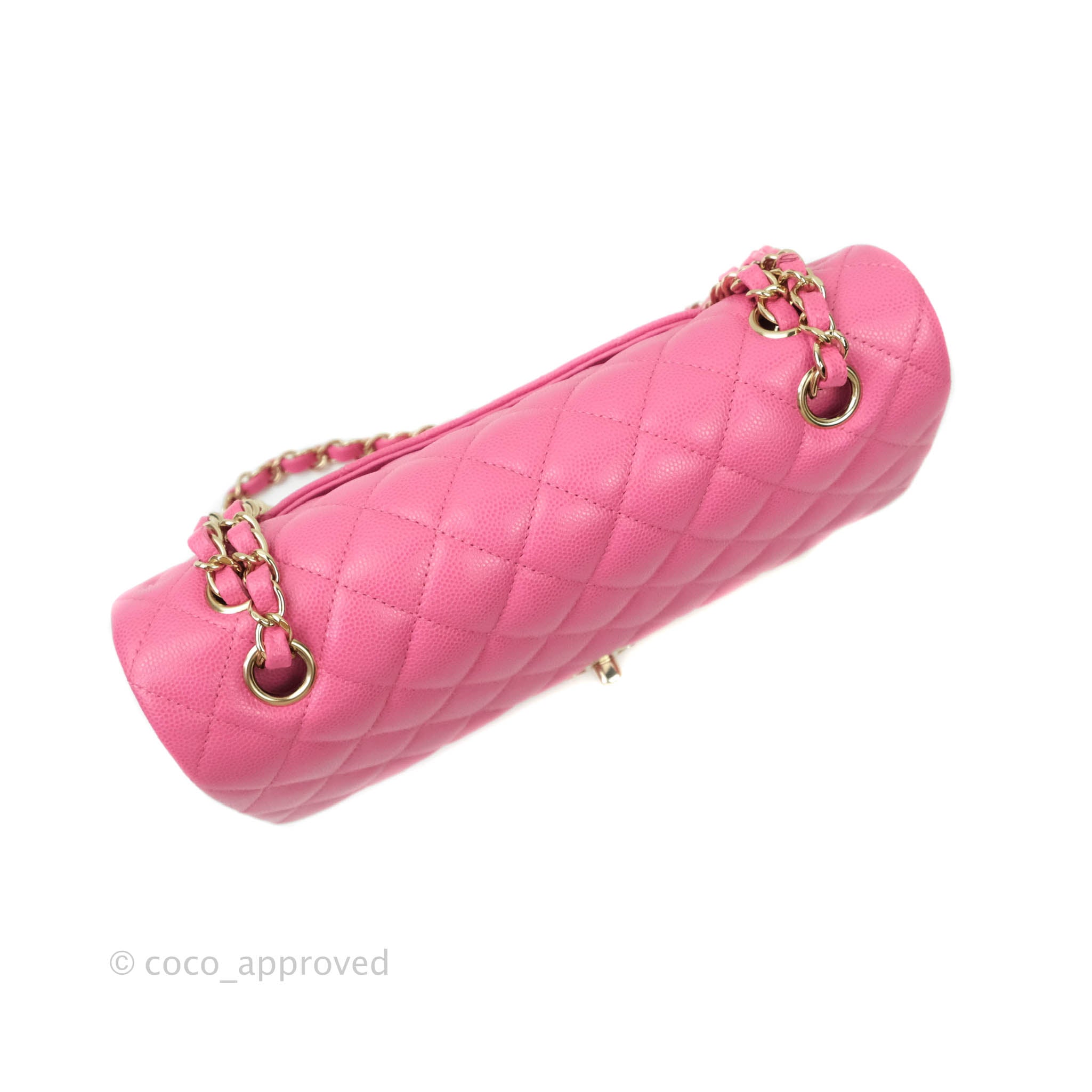 Chanel Classic Medium Double Flap Bag in Pink Caviar Leather with Gold Hardware - Perfect for Date Night & Special Occasions