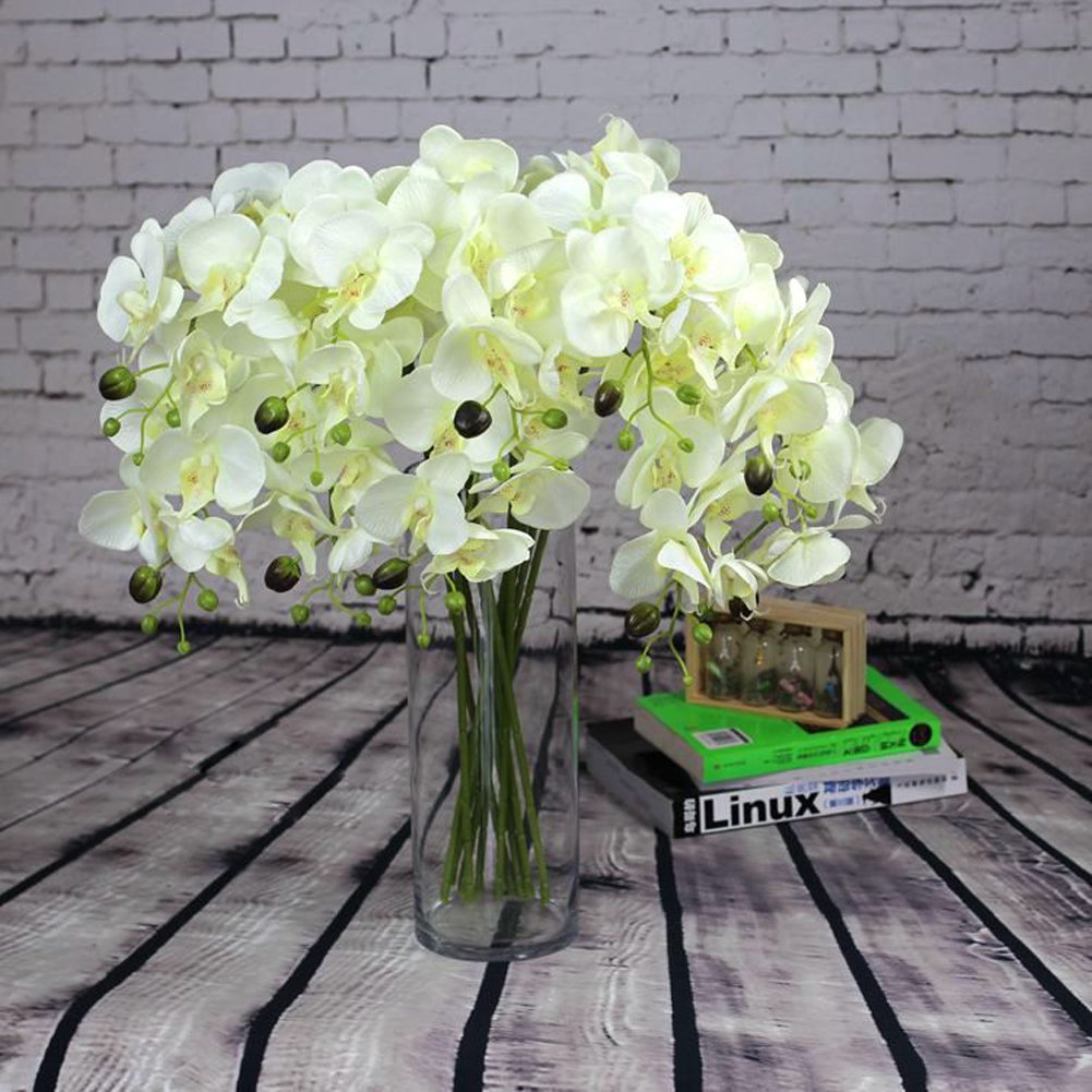 10pcs Artificial Silk Phalaenopsis Orchid Stems - Realistic Fake Flowers for Wedding Centerpieces, Party Decor, Home & Garden Arrangements - Perfect for Table Settings, Vase Displays, and DIY Floral Projects