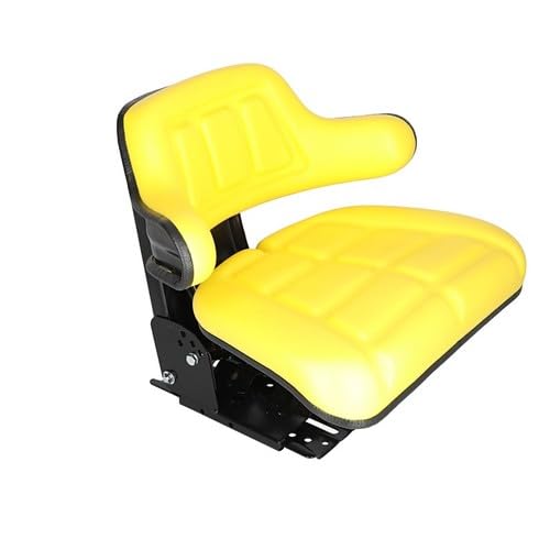 Grammer Style Flip-Up Vinyl Seat - Yellow - Compatible with FIAT 70-66, 70-88, 72-93, 80-66, 80-88, 82-93, 88-93, Ford 5161727, Massey Ferguson 1672345M91, 3901773M91 - Perfect for Tractors, Agricultural Equipment & Heavy Machinery Replacement Parts