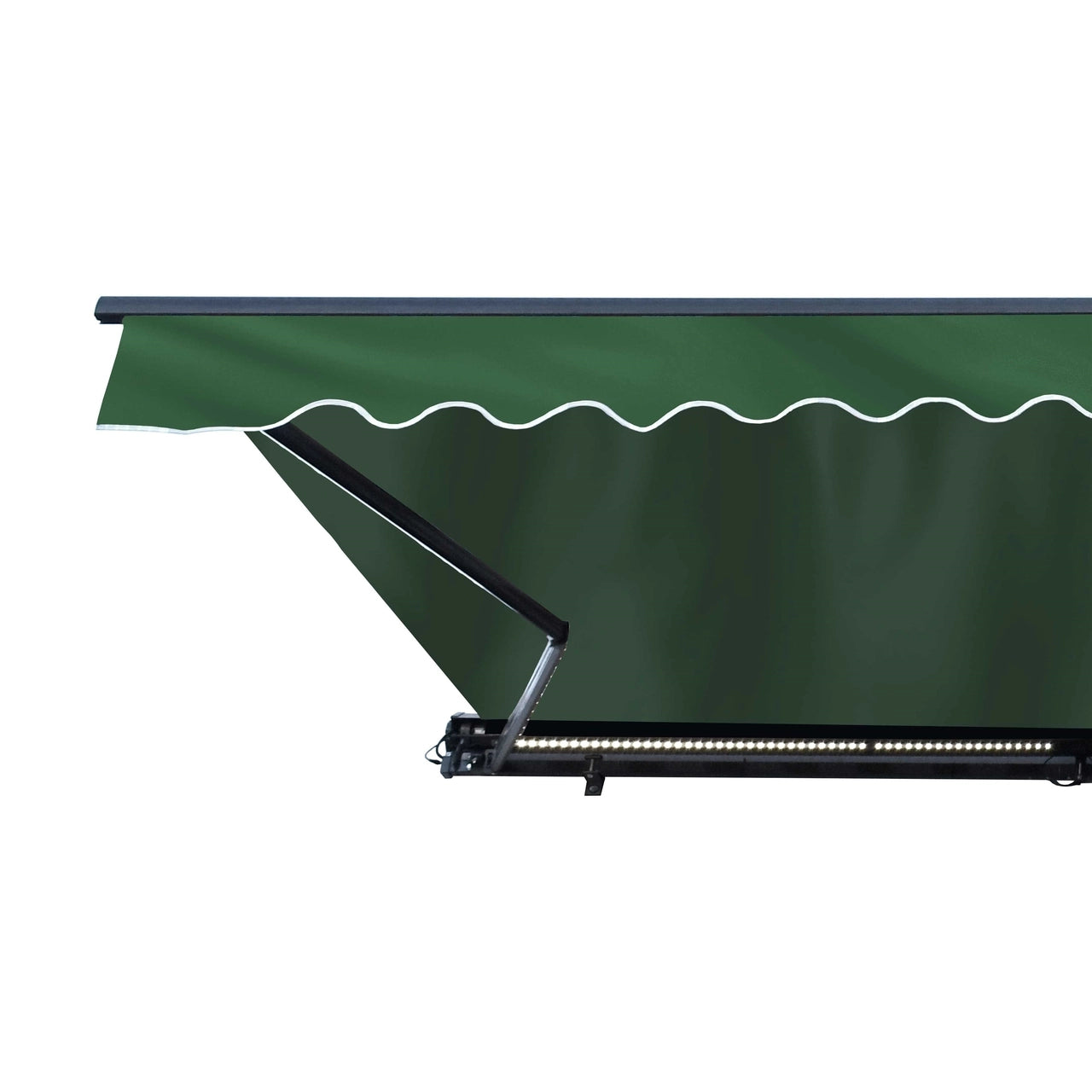 ALEKO 16x10 Feet Half Cassette Motorized Retractable LED Patio Awning - Green Luxury Outdoor Shade for Deck, Garden & Backyard