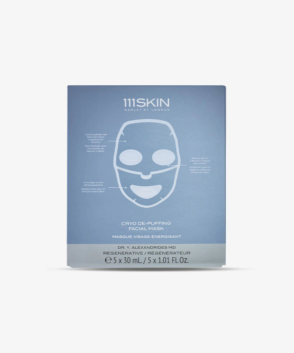 Cryo De-Puffing Energy Facial Mask - Anti-Aging & Hydrating Sheet Mask Set (5-Pack or 3-Pack) for Glowing Skin - Perfect for Morning Routine & Post-Workout Recovery
