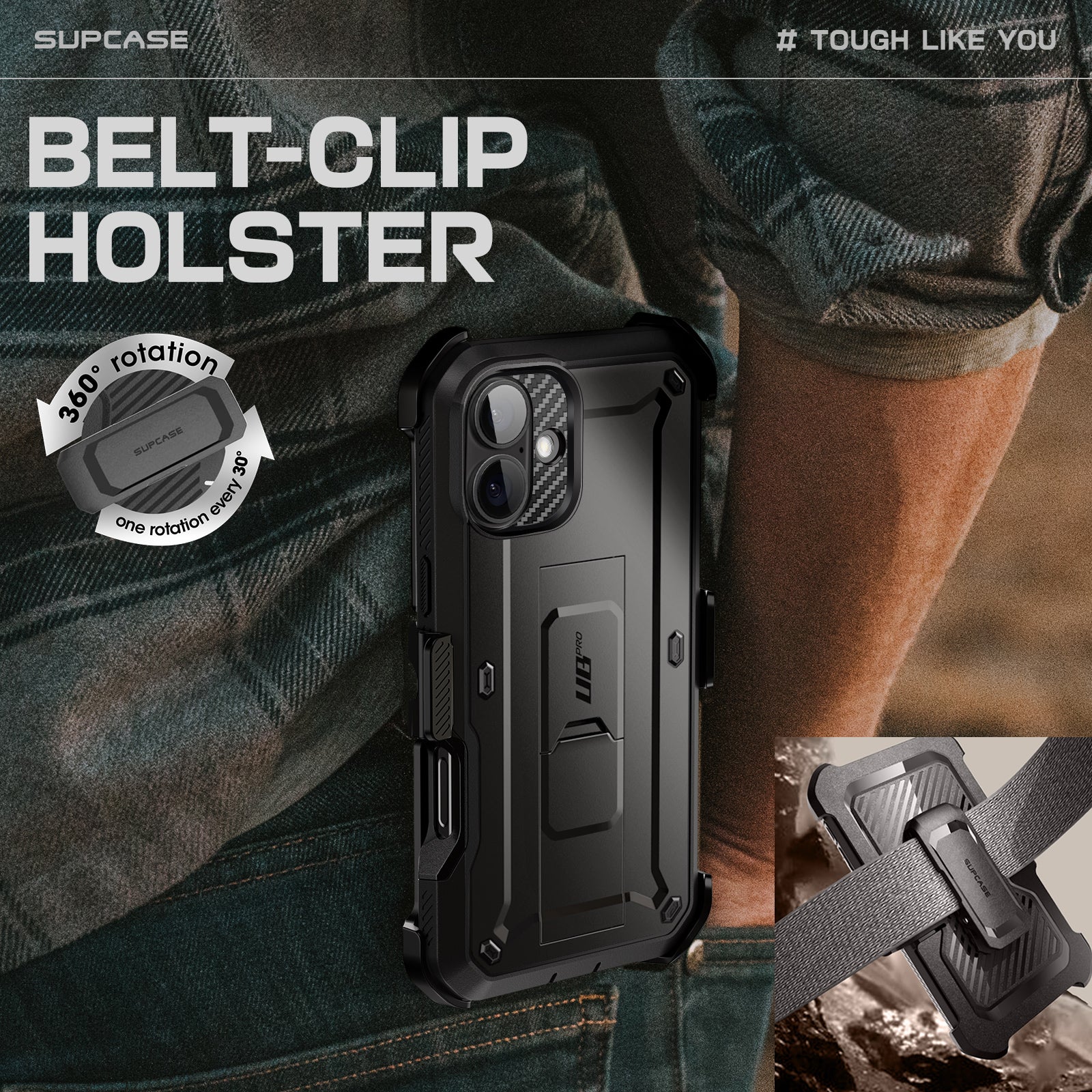 iPhone 16 6.1 Inch Unicorn Beetle PRO Rugged Case - Shockproof & Drop Protection - Heavy Duty Protective Cover for iPhone 16 (Black) - Perfect for Outdoor, Construction & Extreme Sports Use