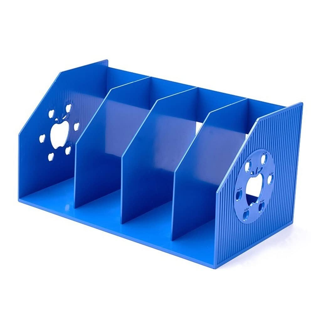 ZLASS Plastic Foldable Desk Organizer with 4 Vertical Compartments - Office File Holder for Documents, Magazines & Supplies - Perfect for Home, School & Workplace Organization (Space-Saving Storage Solution)
