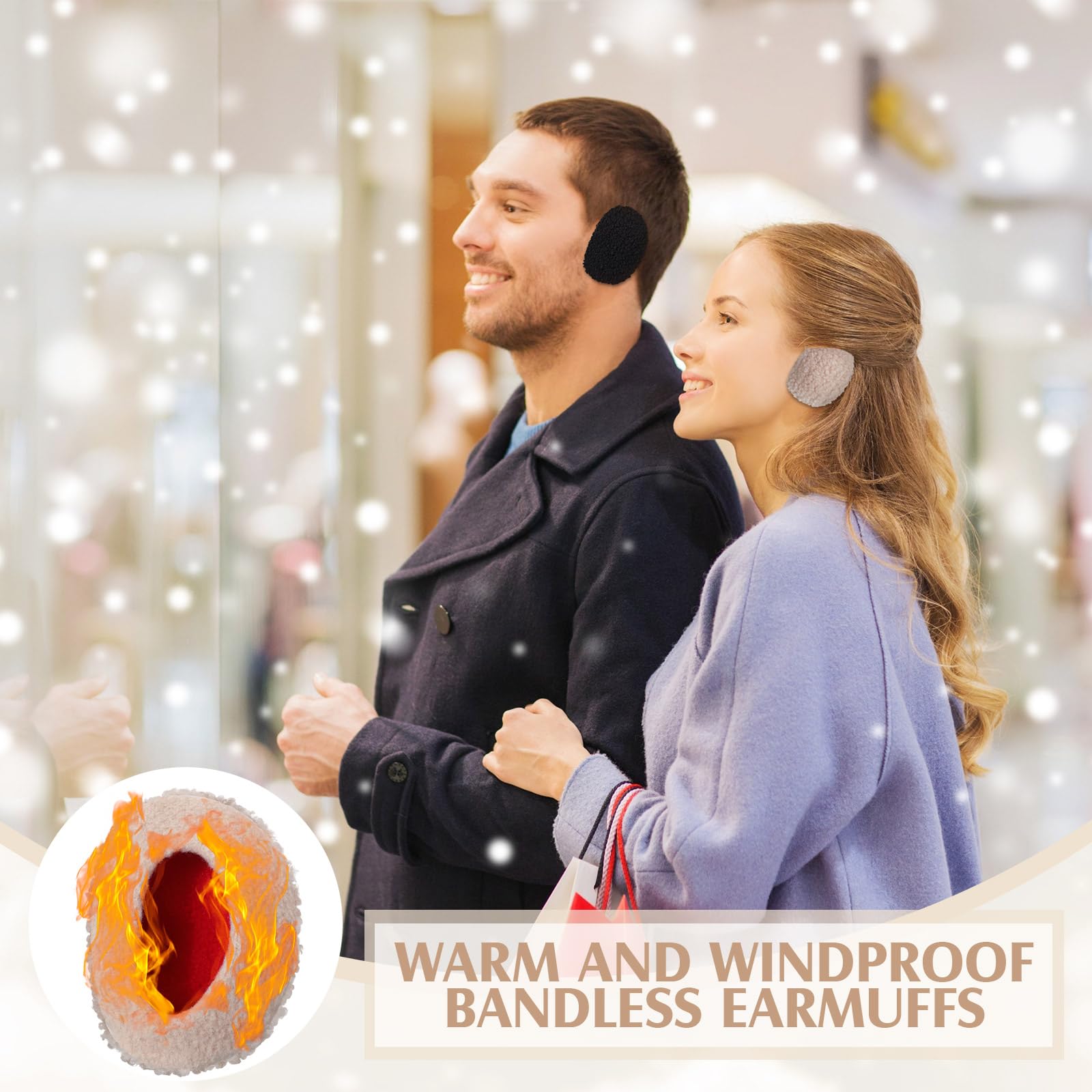 SATINIOR 2 Pairs Bandless Earmuffs - Winter Ear Warmers & Covers for Women & Men - Soft Fleece Ear Protection for Cold Weather - Perfect for Outdoor Activities, Running, Skiing & Work