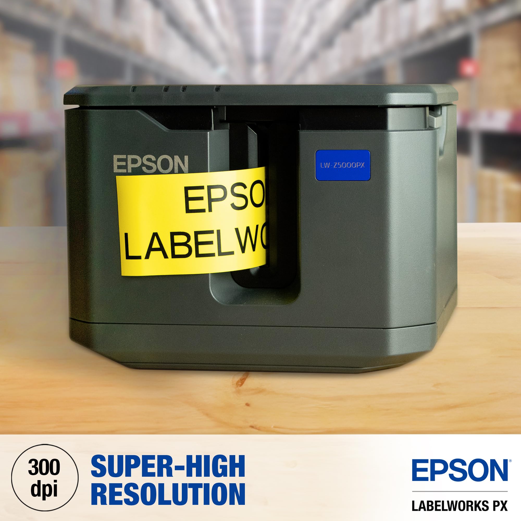 Epson LW-Z5000PX Industrial Label Maker Printer Kit with PX 147' Bulk Label Rolls - High-Speed Desktop Labeling for Warehousing, Shipping & Inventory Management