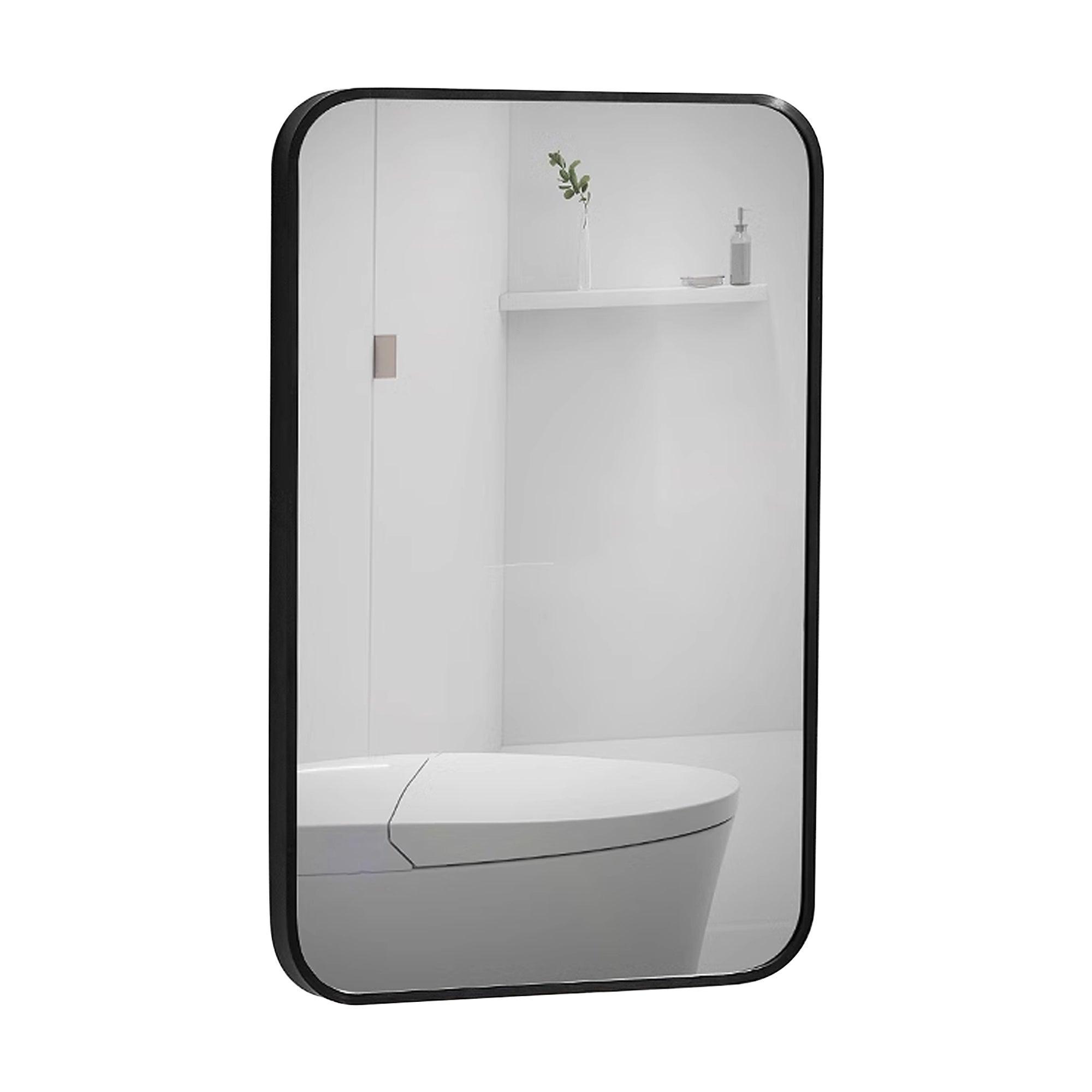 Rectangle Brushed Black Aluminum Framed Wall Mirror - Modern Home Decor for Living Room, Bedroom & Entryway