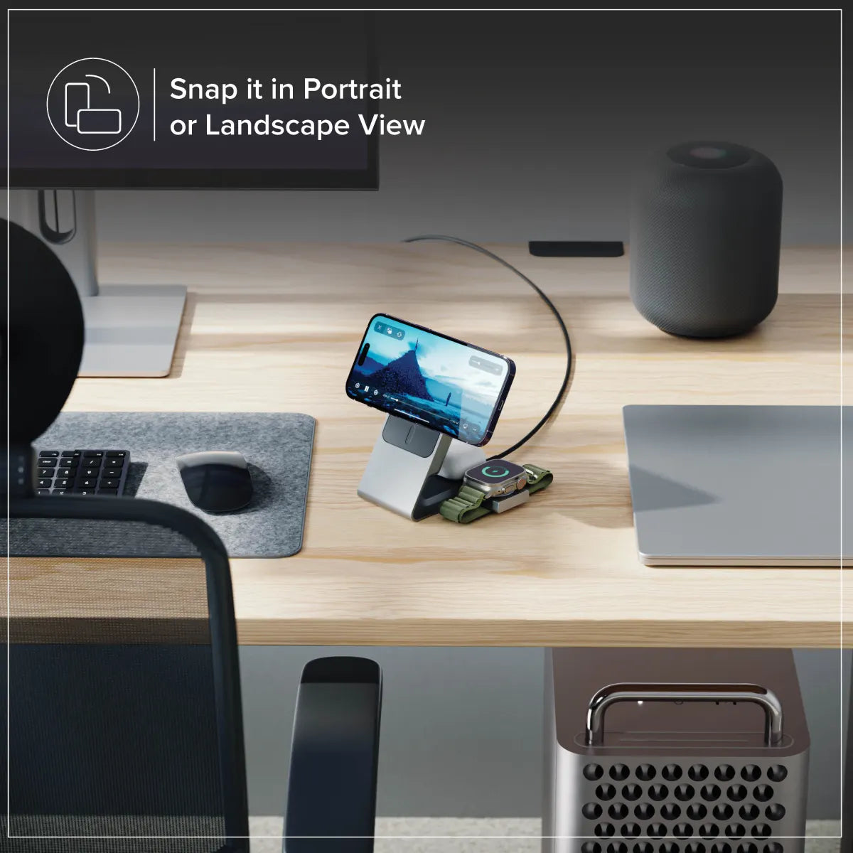 Matrix+ 3-in-1 Magnetic Wireless Charging Station for iPhone 16/12, Apple Watch & AirPods - 5000mAh Portable Power Bank with 30W Fast Charging & Worldwide Adapter - Perfect for Travel, Office & Nightstand Charging