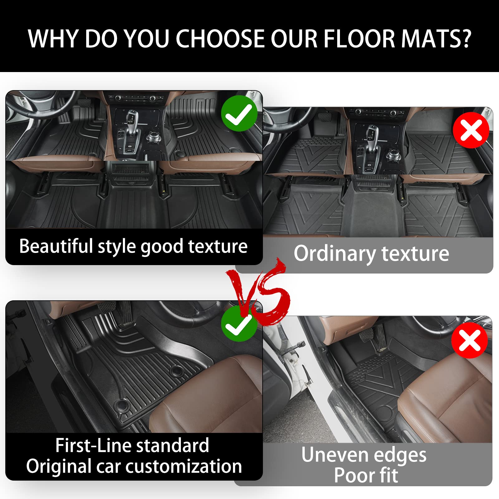 AOMSAZTO Custom Fit TPE All-Weather Floor Mats for Jeep Compass 2017-2024 | Durable Non-Slip Car Floor Liners for 1st & 2nd Row | Perfect for Off-Roading, Camping & Daily Commute (Black)