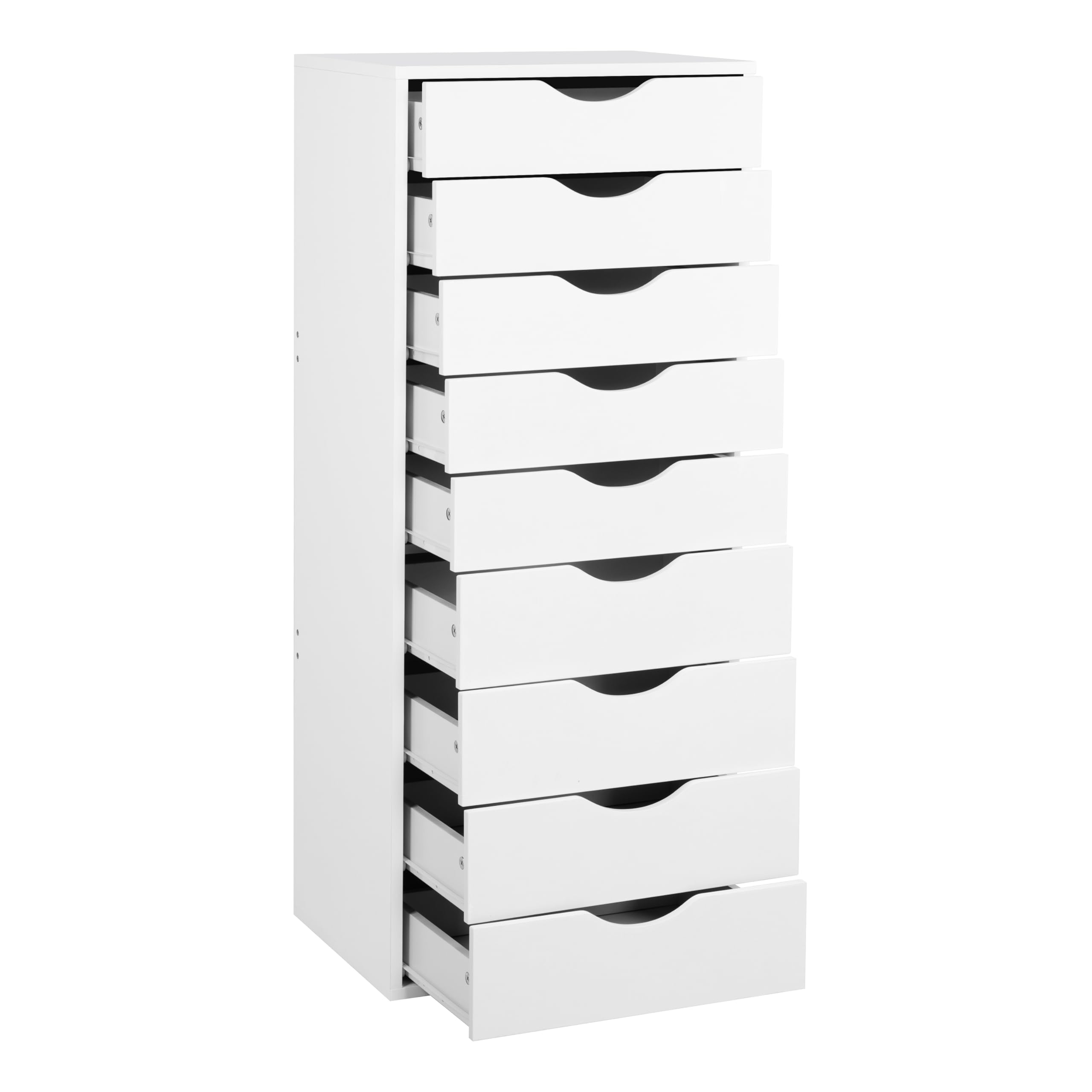 Naomi Home Bianca 9-Drawer Wooden Dresser Cabinet - Large Storage Organizer with Makeup Drawers for Bedroom & Closet - 200 lbs Weight Capacity - White - Perfect for Home Organization & Space Saving